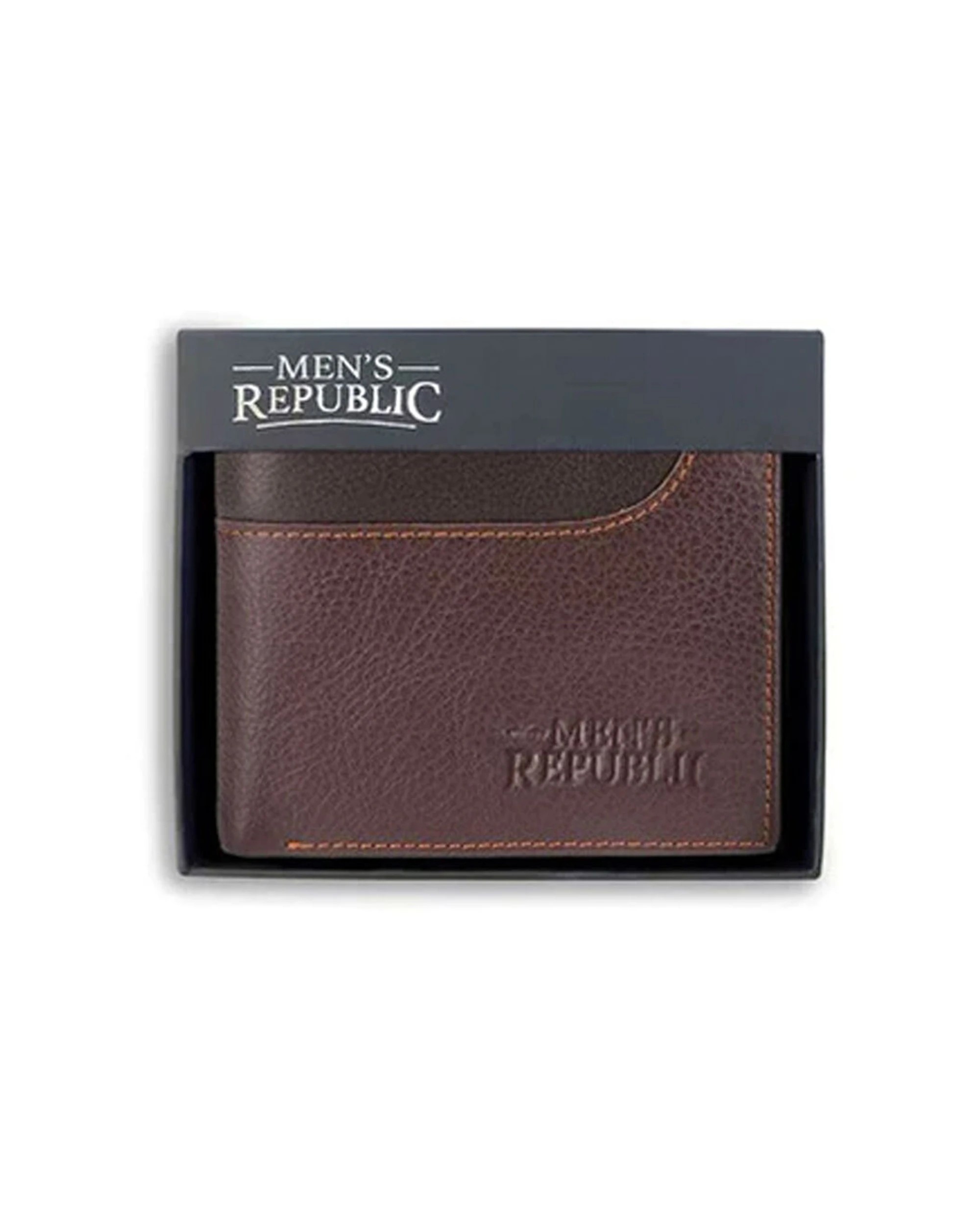 1 Mens Republic Leather Bifold Rfid Protected Wallet Genuine Leather - Brown, 1 of 6