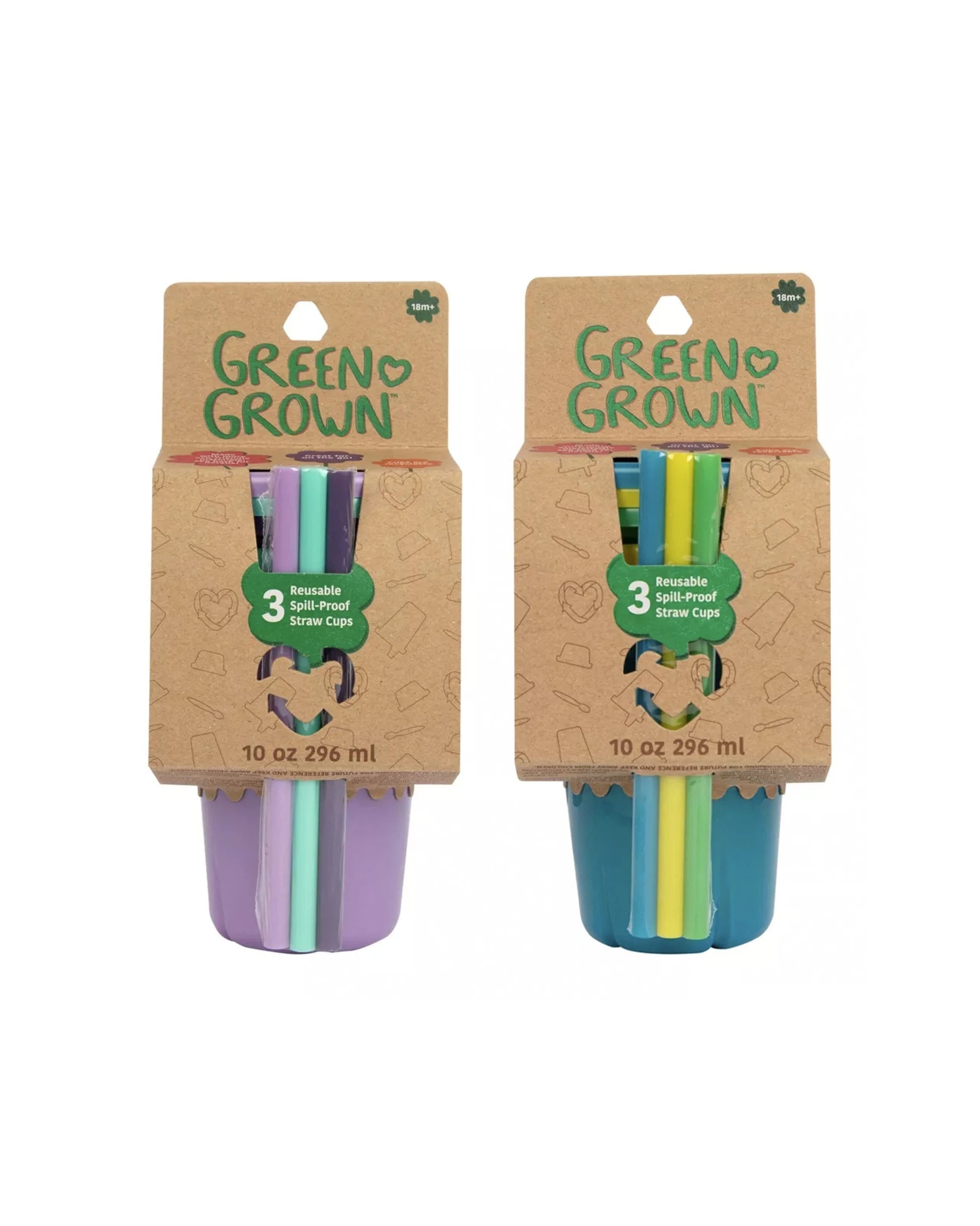 1 Green Grown 2x 3pc Straw Cups Nursery Kids Drinking Sippy Cups 296ml - Multi, 1 of 7