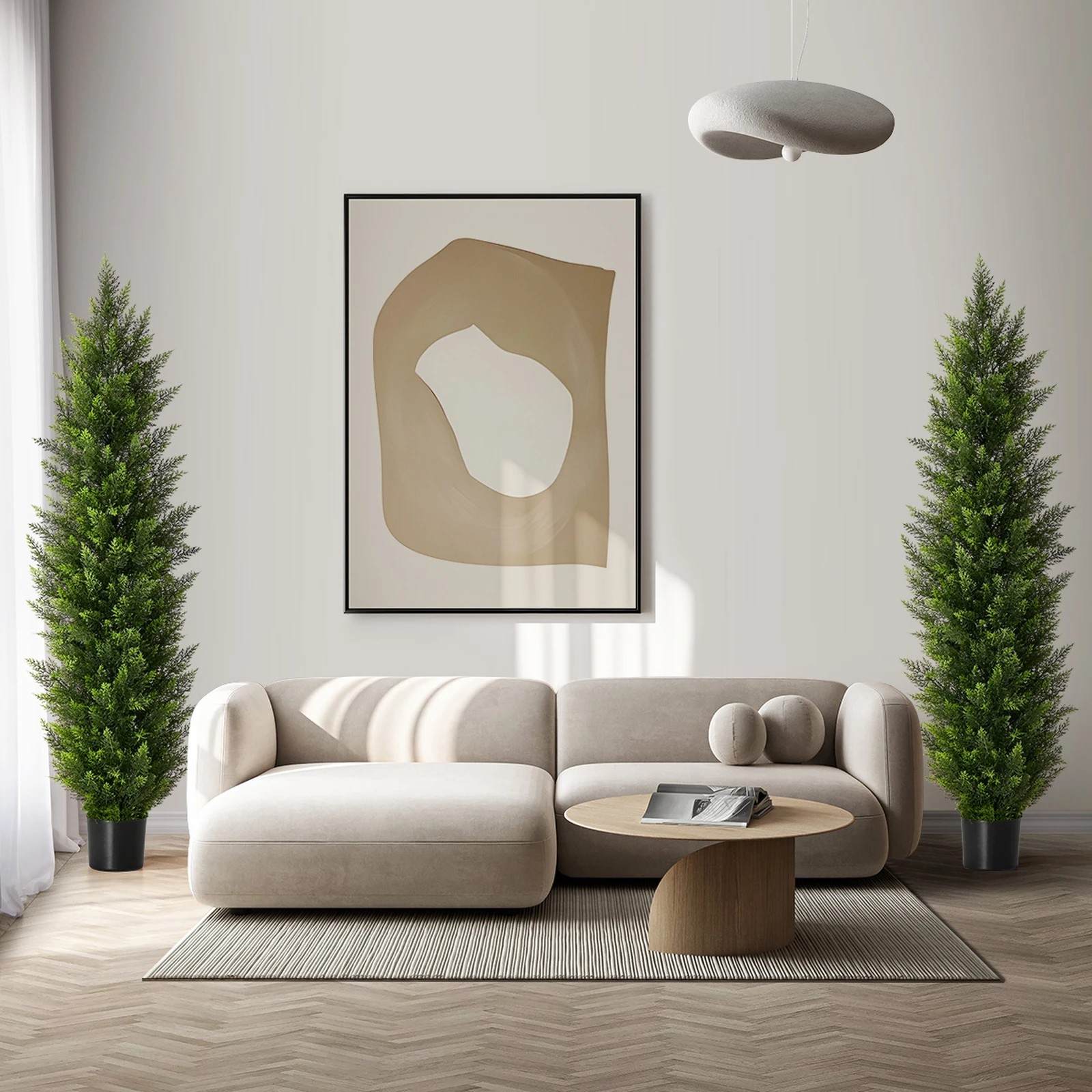 4 Livsip 2 Pack Artificial Topiary Cedar Tree 150cm Potted Faux Pine Plant, 4 of 9