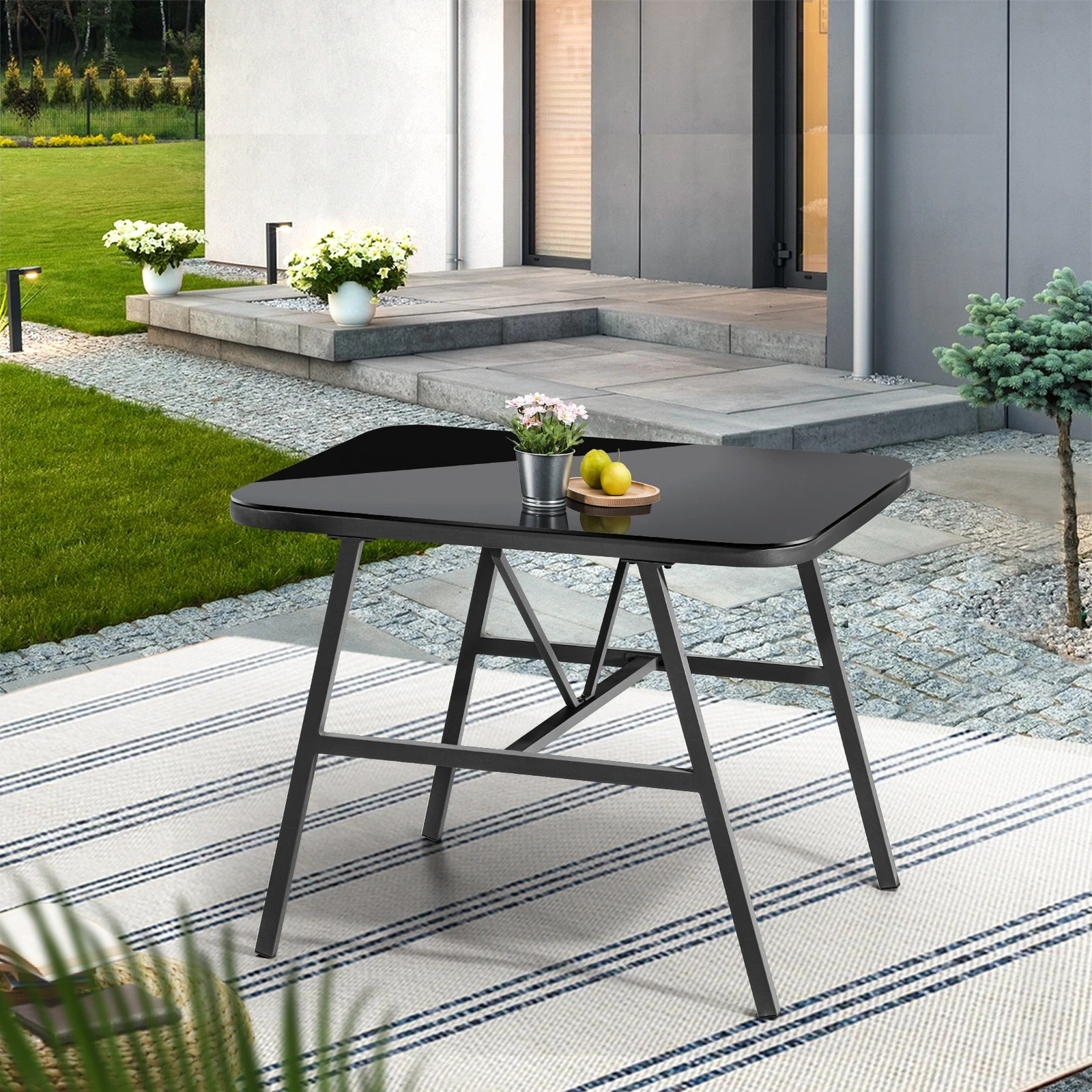 4 Livsip Outdoor Dining Side Table Furniture Lounge Patio Garden Indoor Desk - Grey, 4 of 9