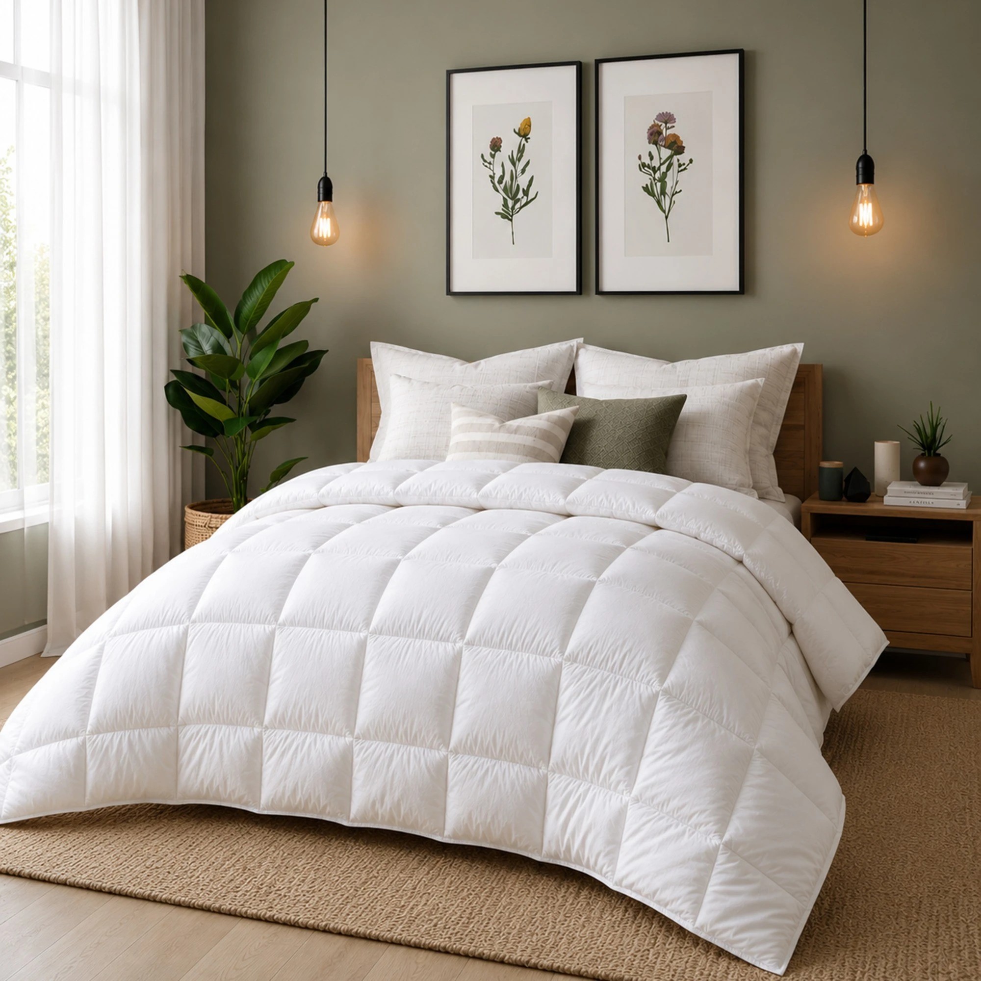 2 Royal Comfort 800GSM Wool Blend All Seasons Quilt 60% Wool Cotton Cover - King Bed - White, 2 of 4