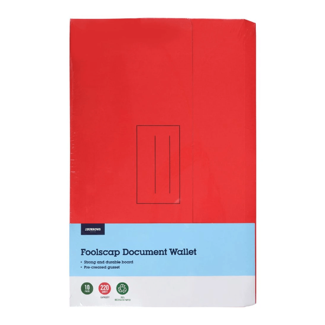 1 J.Burrows Foolscap Document Wallet Red 10 Pack, 1 of 3