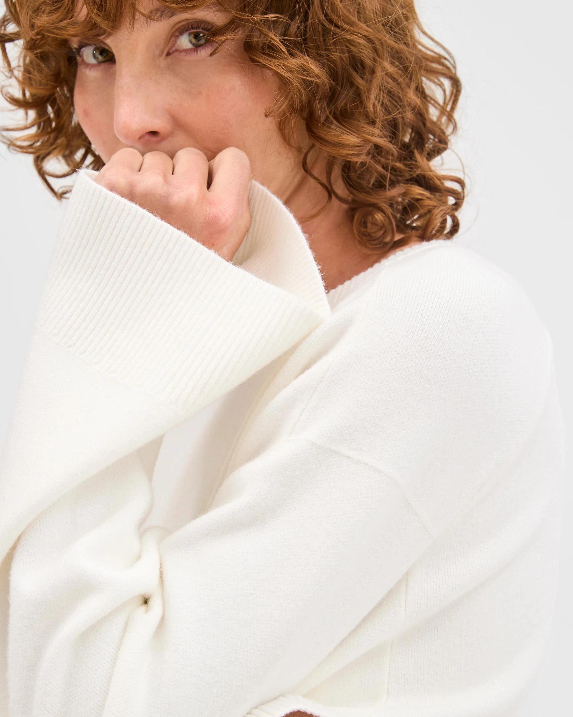 6 Target Woman Clean Knit Crew Neck Sweater CLOUD DANCER, 6 of 7