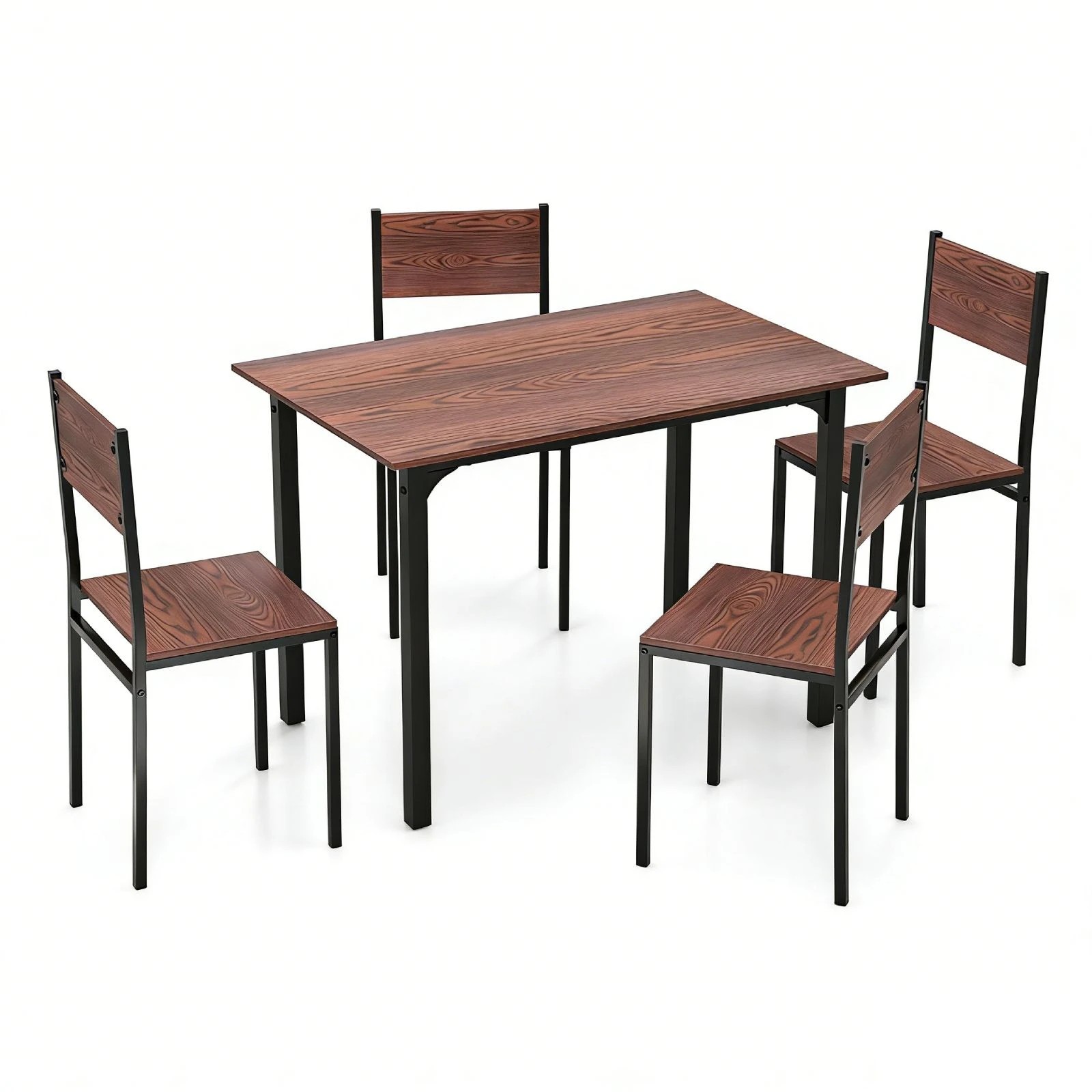 1 Costway 5PCS Kitchen Dining Table & Chairs Set w/Backrest Rectangular Restaurant Table, 1 of 3