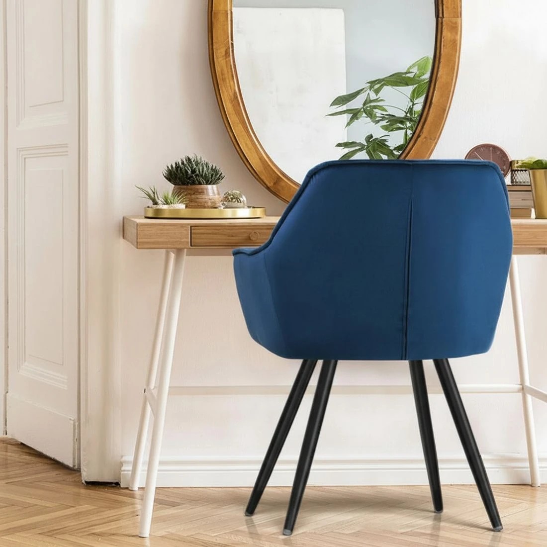 6 Artiss Dining Chairs Set of 4 Velvet Diamond Tufted Armchair - Blue, 6 of 6