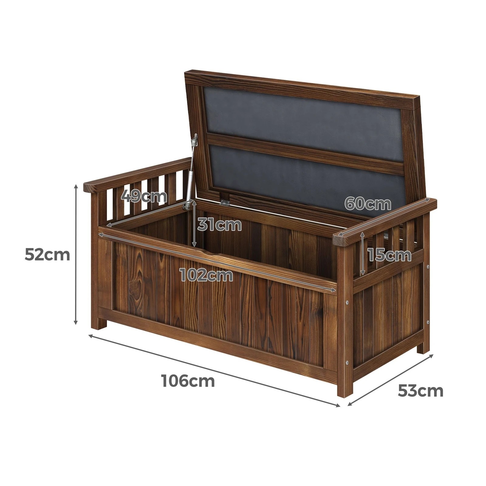3 Alfordson Outdoor Storage Box Wooden Garden Bench Chest Tool Sheds L - Charcoal, 3 of 9