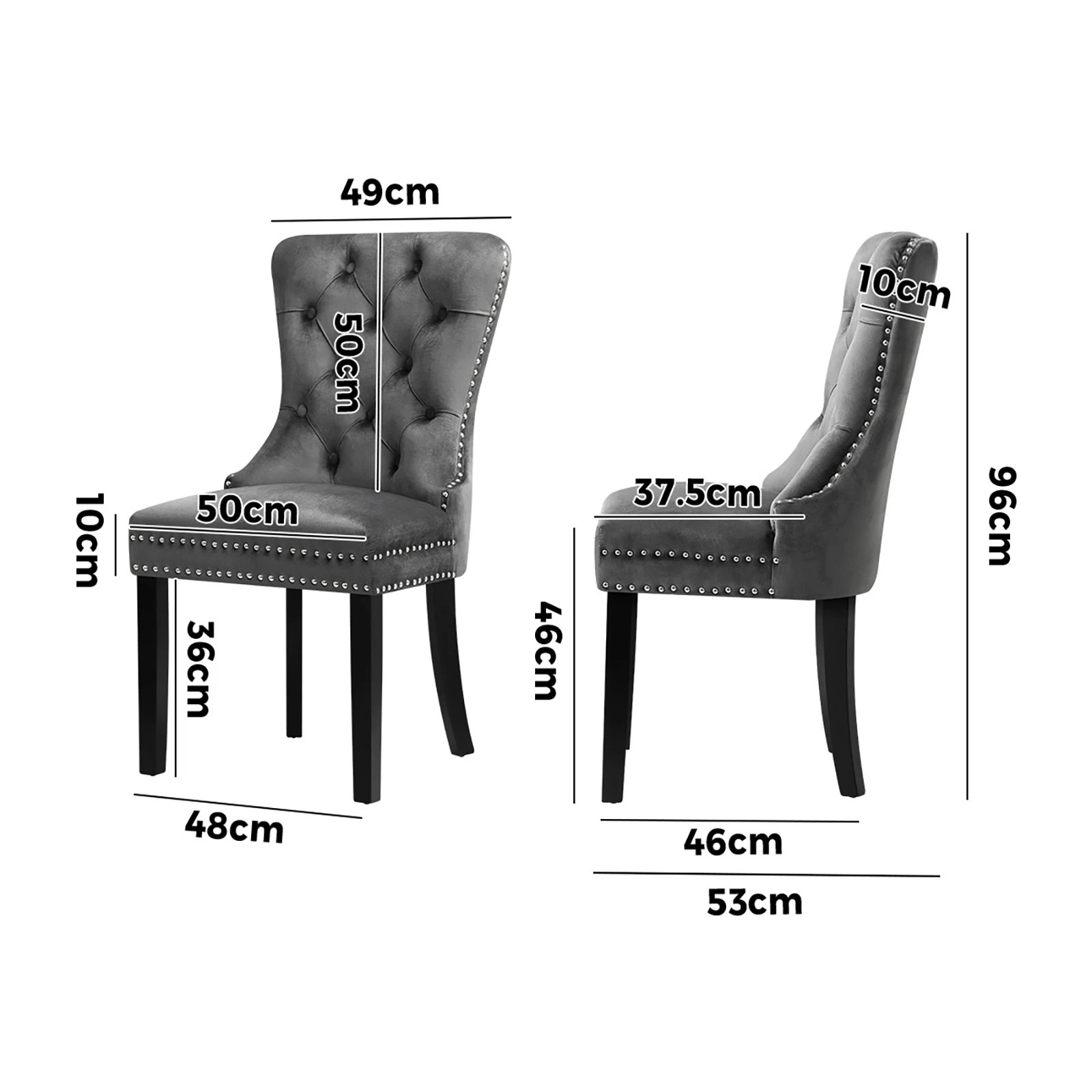 1 Oikiture 2x Velvet Dining Chairs Upholstered French Provincial Tufted
 - Grey, 1 of 9