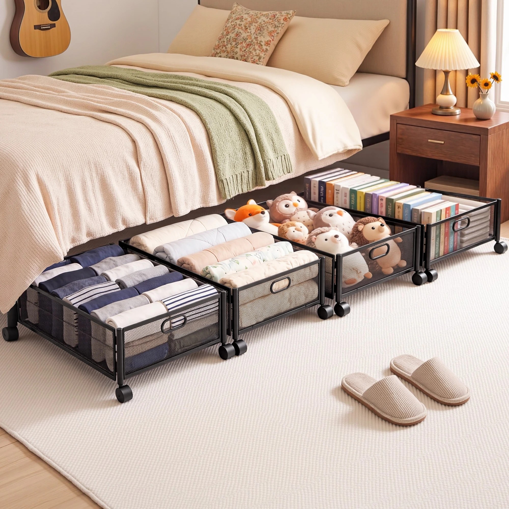 9 Artiss 4X Under Bed Storage Boxes Containers - Black, 9 of 9