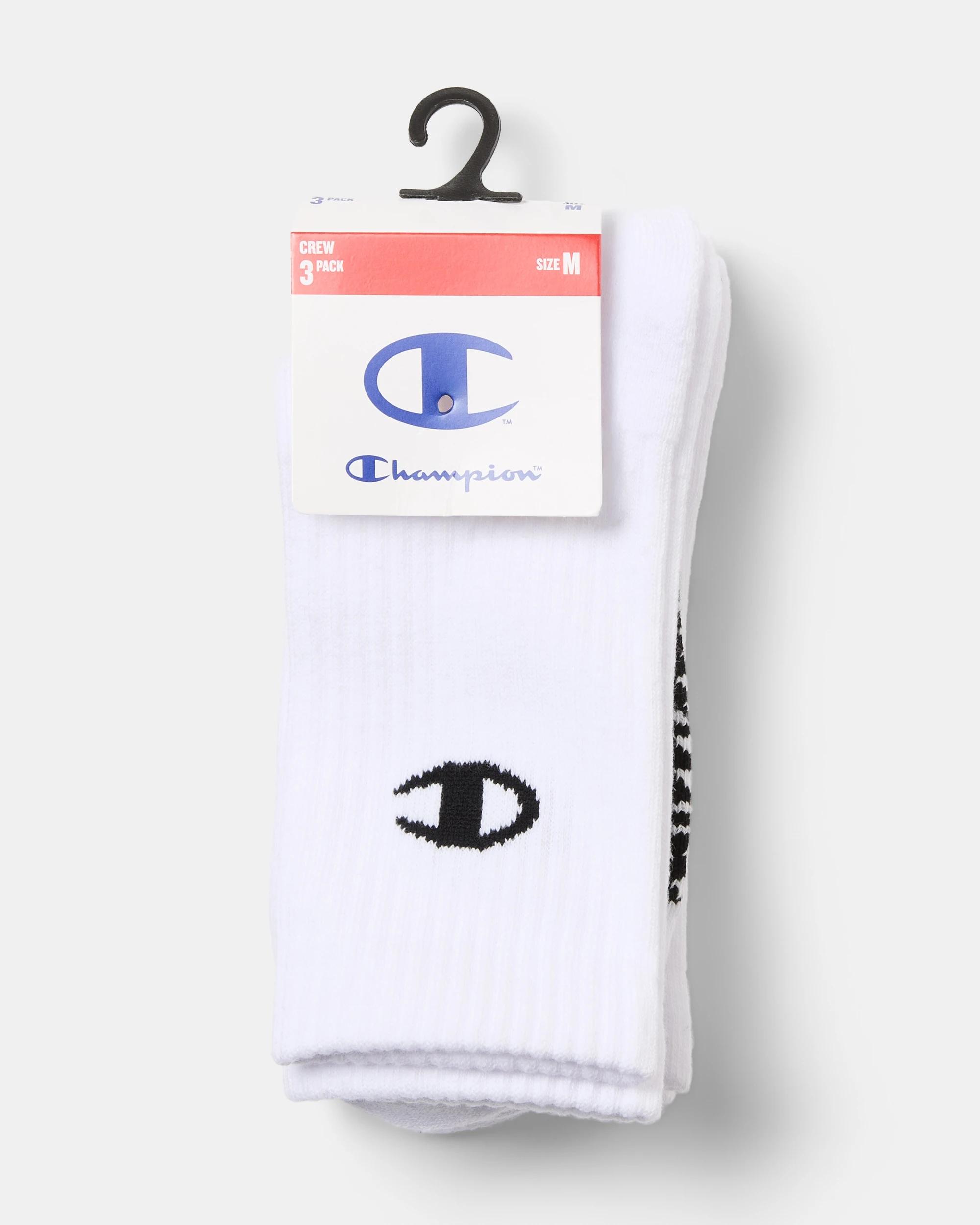 3 3 Pack Champion Script License Crew Socks White, 3 of 3