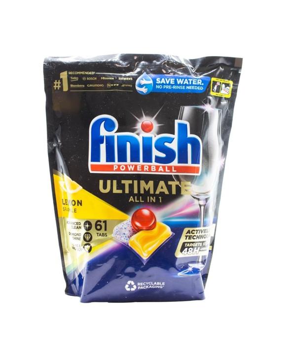 Finish 61pc Ultimate All In 1 Regular Dishwasher Tablets Lemon Sparkle - Black