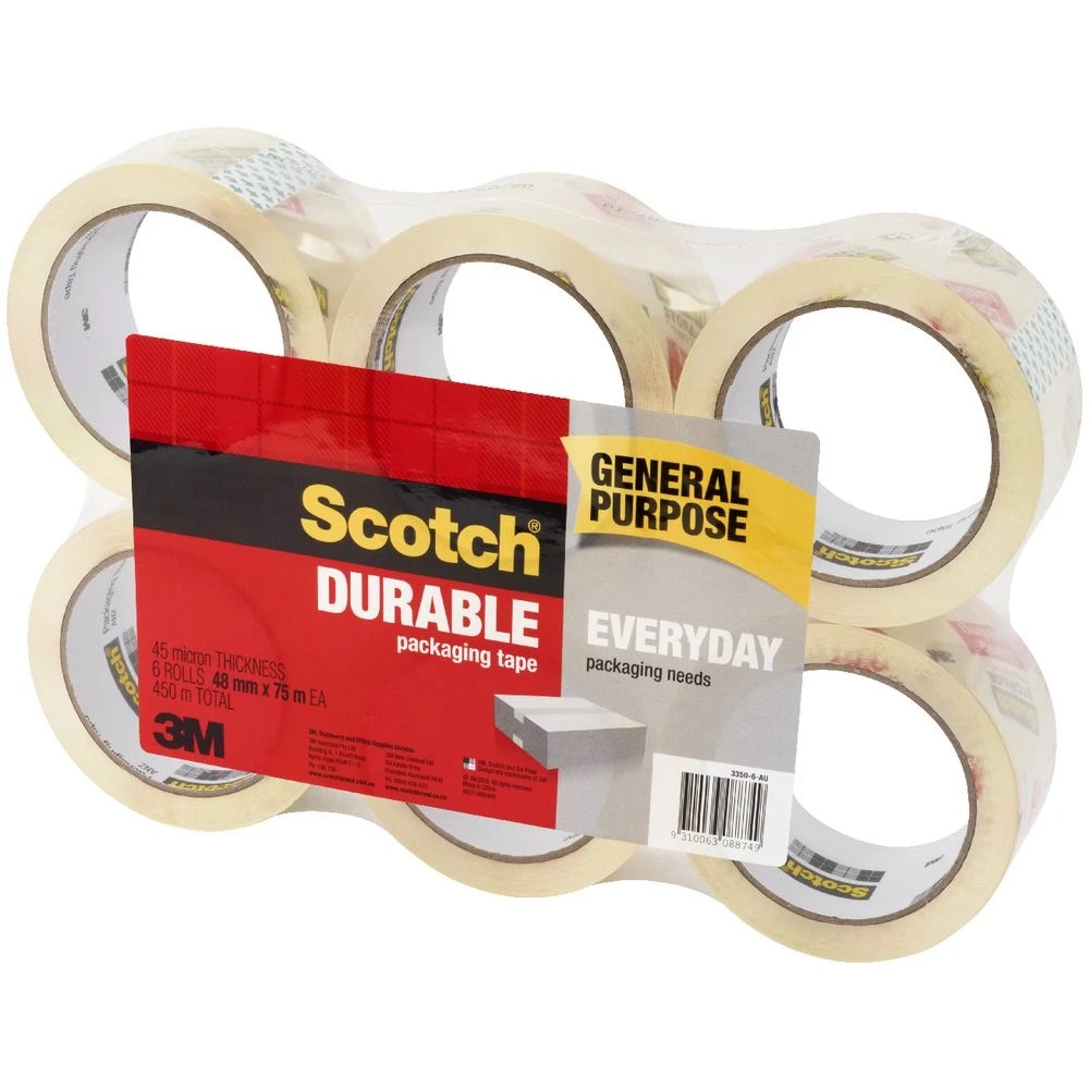 2 Scotch General Purpose Packaging Tape 48mm x 75m 6 Pack, 2 of 2