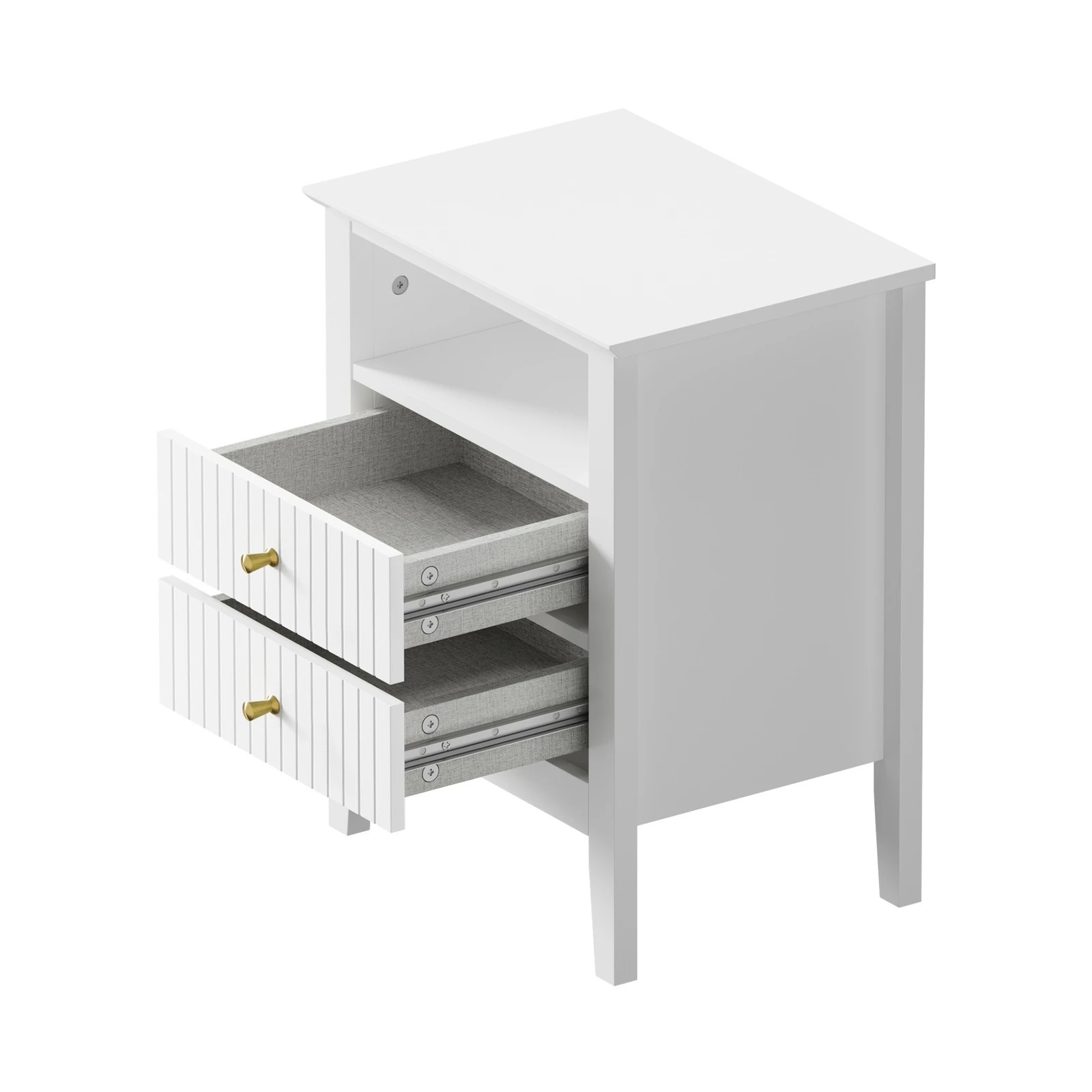 8 Oikiture Bedside Table Nightstand 2 Drawer with Shelf Storage Cabinet - White, 8 of 9