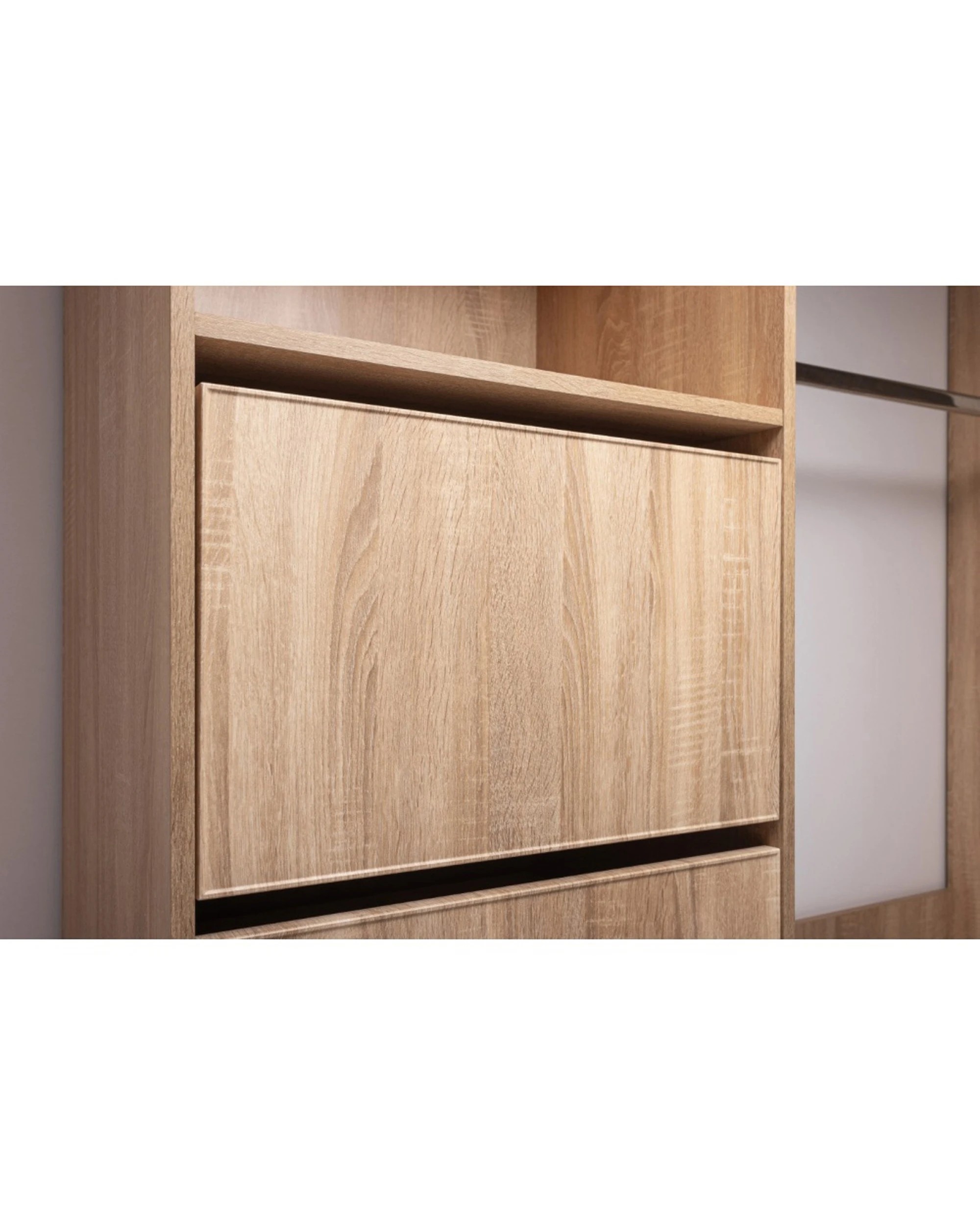 3 European Cabinetry Basel Walk In Wardrobe Kit Slim Shaker Panel Swiss Krono Boards Oak - Natural, 3 of 5