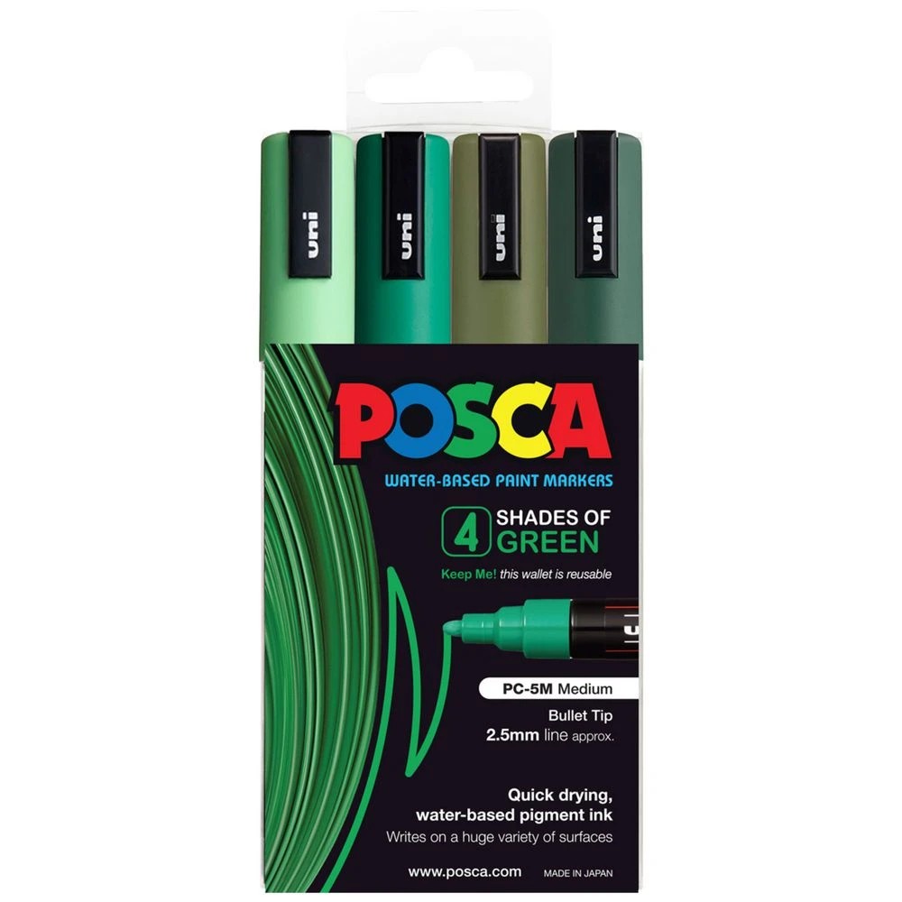 1 Posca PC-5M Paint Marker Green 4 Pack, 1 of 10