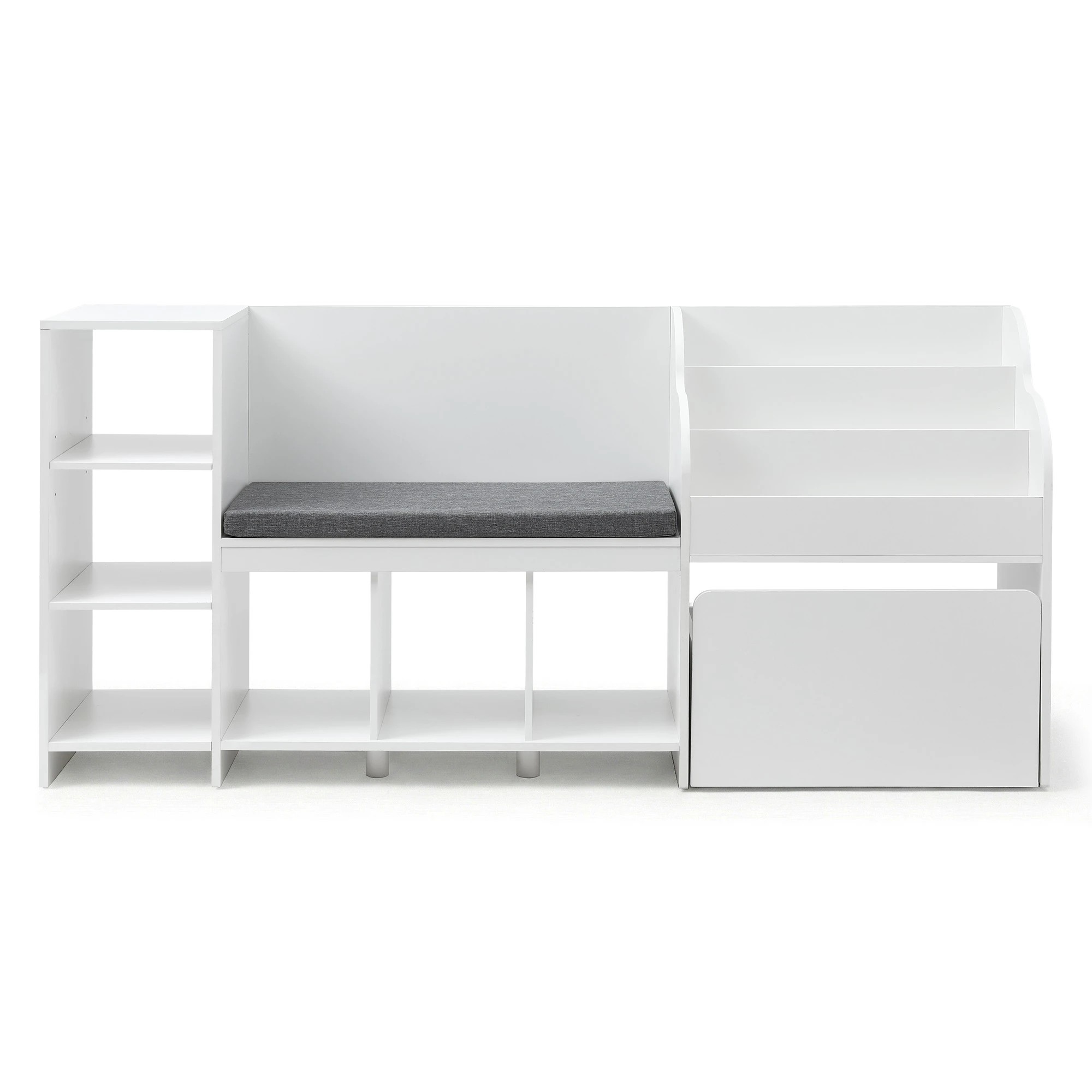 4 Keezi Kids Storage Unit Bookshelf Toy Box Organiser Bench Seat Cabinet 170cm - White, 4 of 8