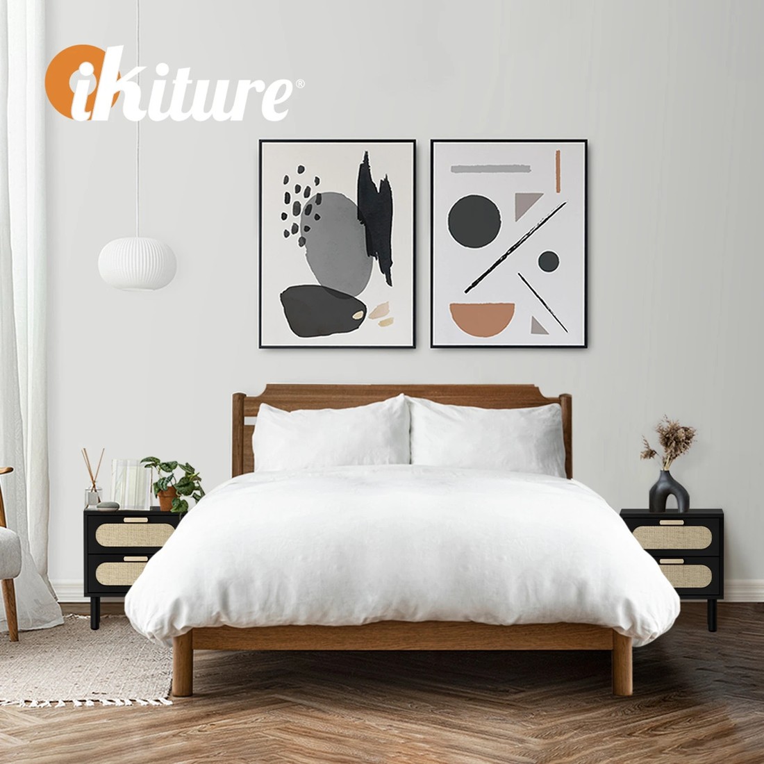 5 Oikiture Bedside Table Drawers Side End Tables Storage Nightstand
 - Black, 5 of 10