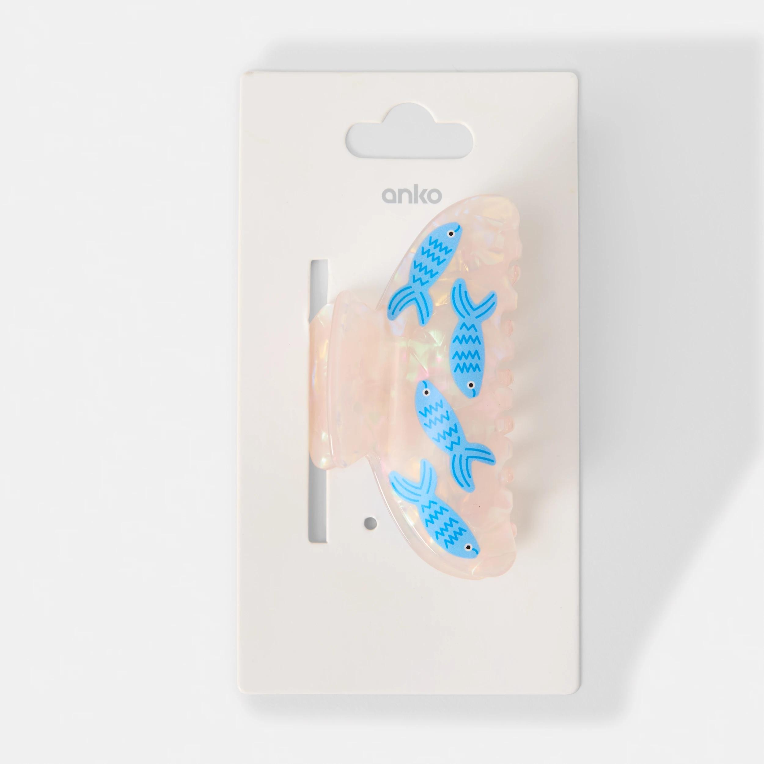 4 Blue Fish Print Claw Hair Clip Blue, 4 of 4