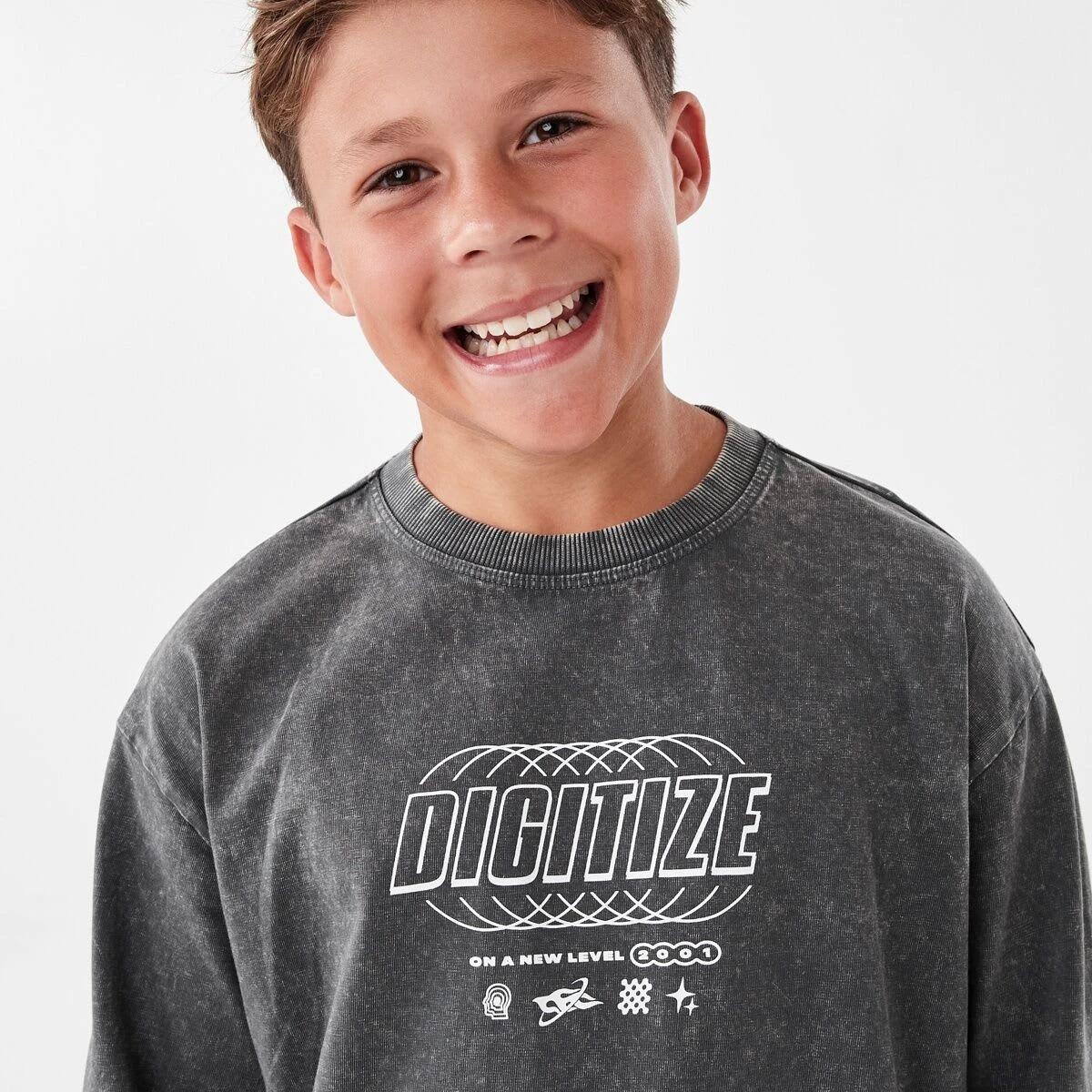 3 Long Sleeve Cuff Skate Print T-shirt Gry Digitz, 3 of 8