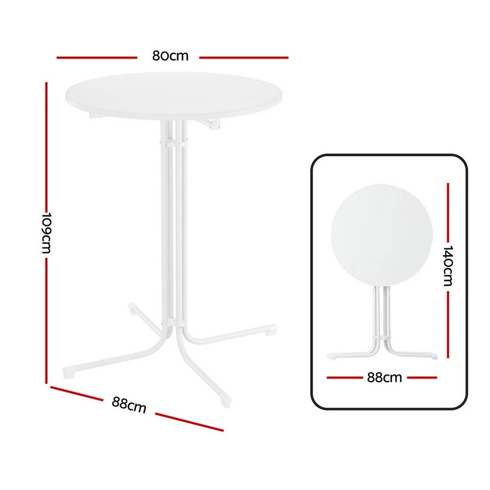 2 Gardeon Outdoor Bar Table Round Folding Desk Top 109cm Patio Furniture - White, 2 of 7