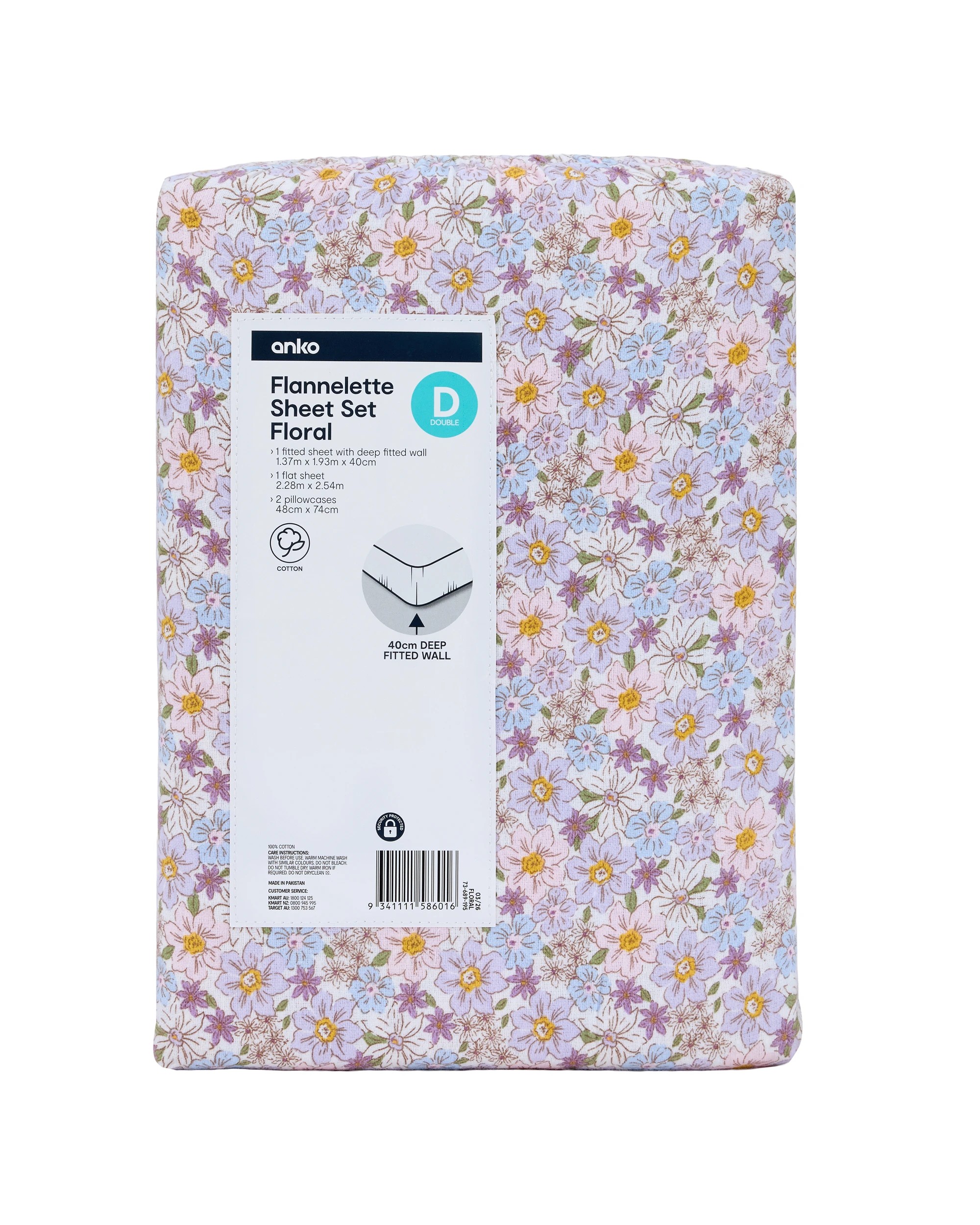 7 Floral Cotton Flannelette Sheet Set - Double Bed, 7 of 7