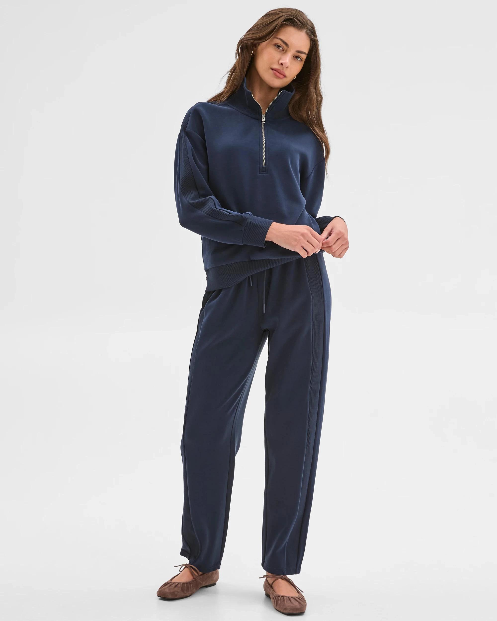 2 Target Petites Petites Active Studio Lounge Half Zip Knit Jumper INK NAVY, 2 of 5