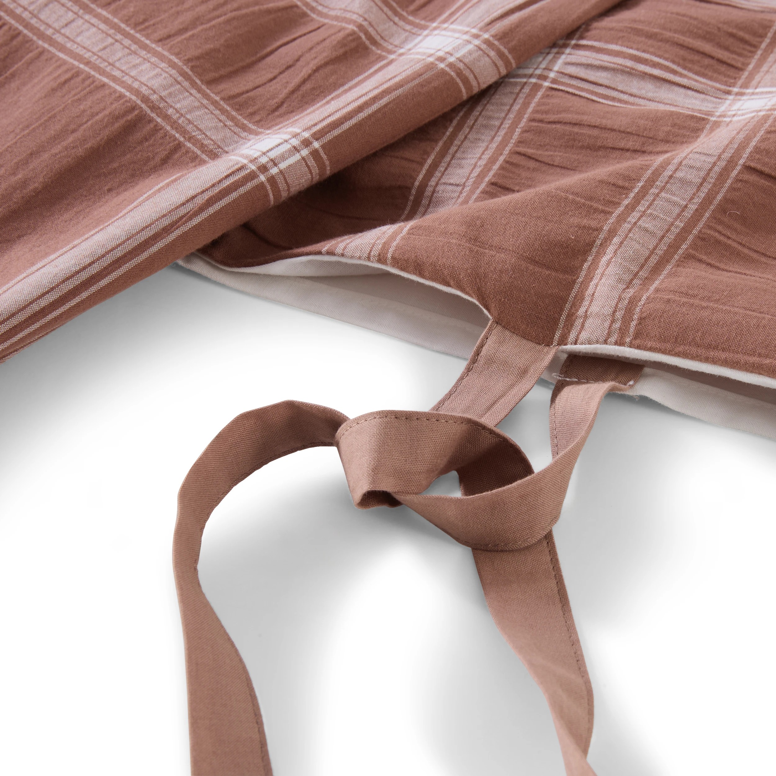 6 Check Cotton Reversible Quilt Cover Set - Double Bed, Mocha, 6 of 9