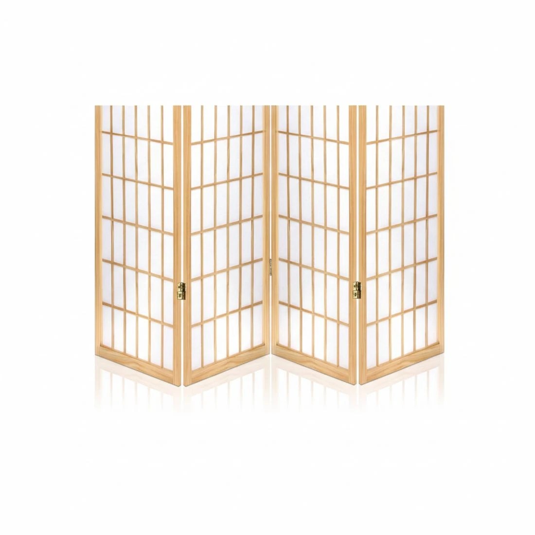 7 Artiss 4 Panel Room Divider Screen 174x179cm Solid Pine Wood Folding Privacy Lightweight Oriental Style - brown, 7 of 8