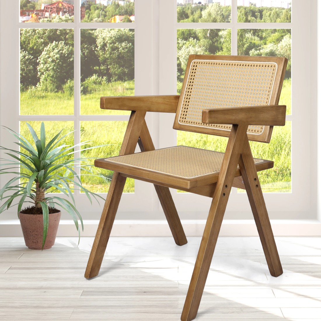 6 Levede 1 Set Of 4 Rattan Dining Chair - Natural, 6 of 6