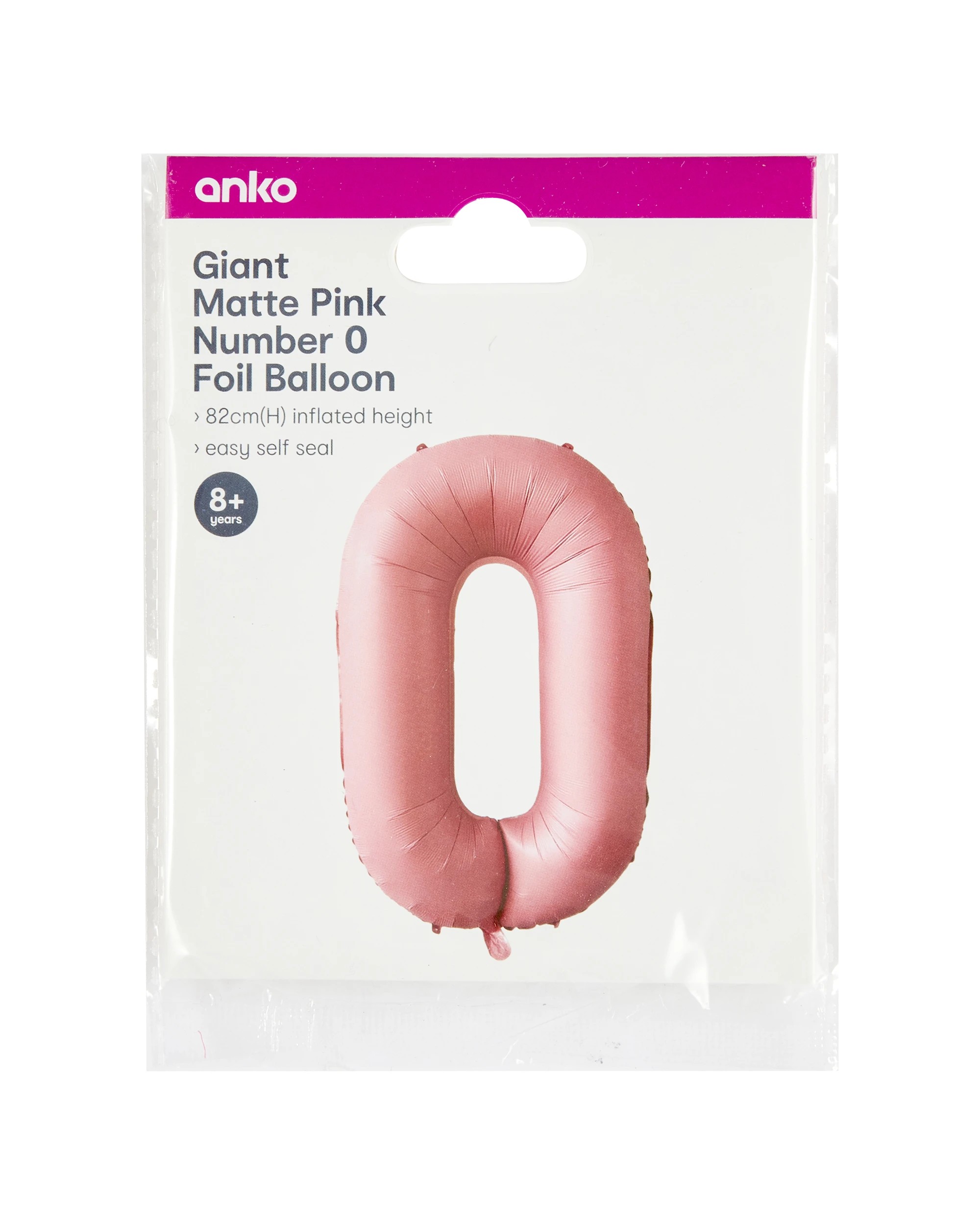 5 Giant Matte Pink Number 0 Foil Balloon, 5 of 5