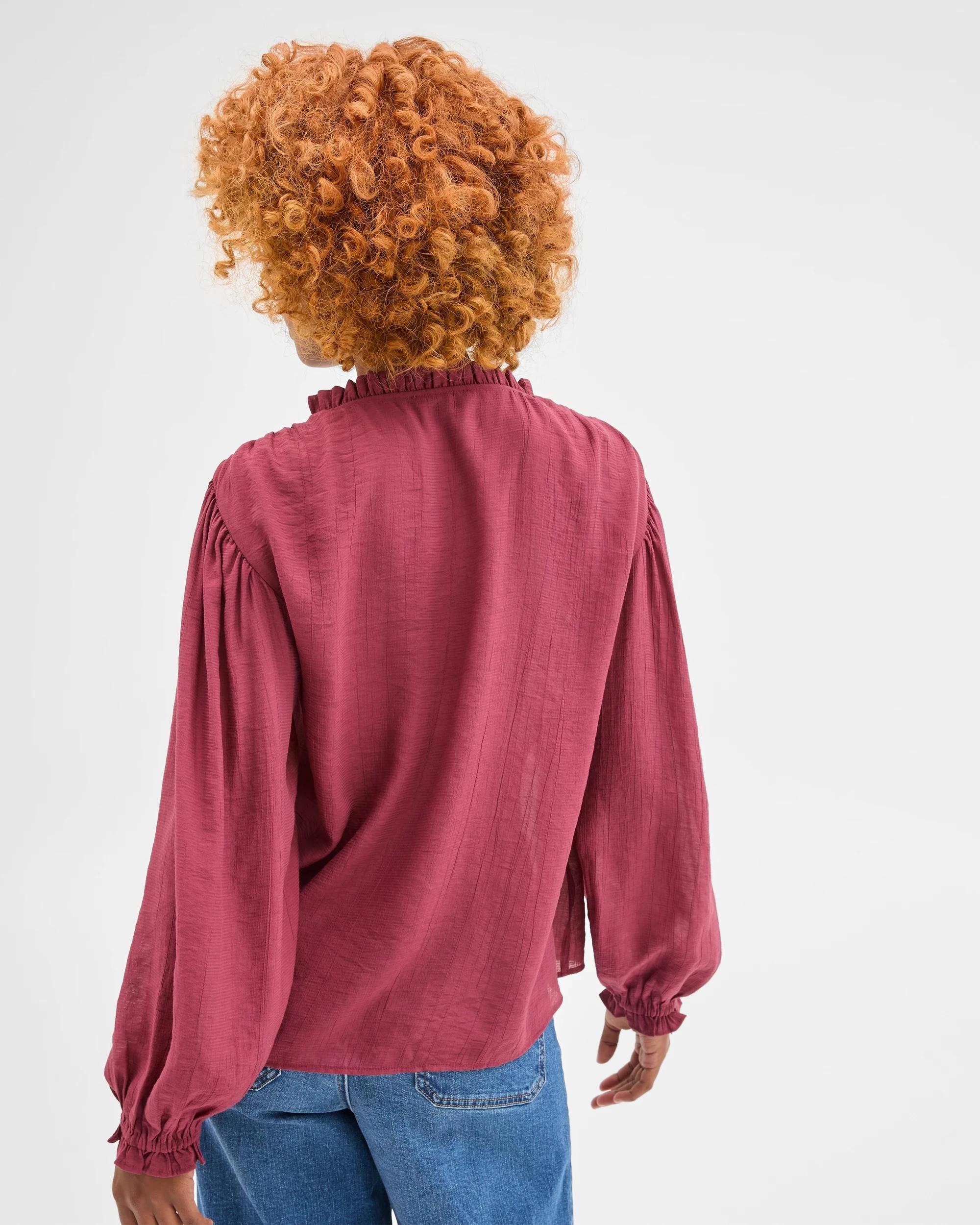 5 Target Petites Petites Long Sleeve Ruffle Blouse MARSALA, 5 of 5