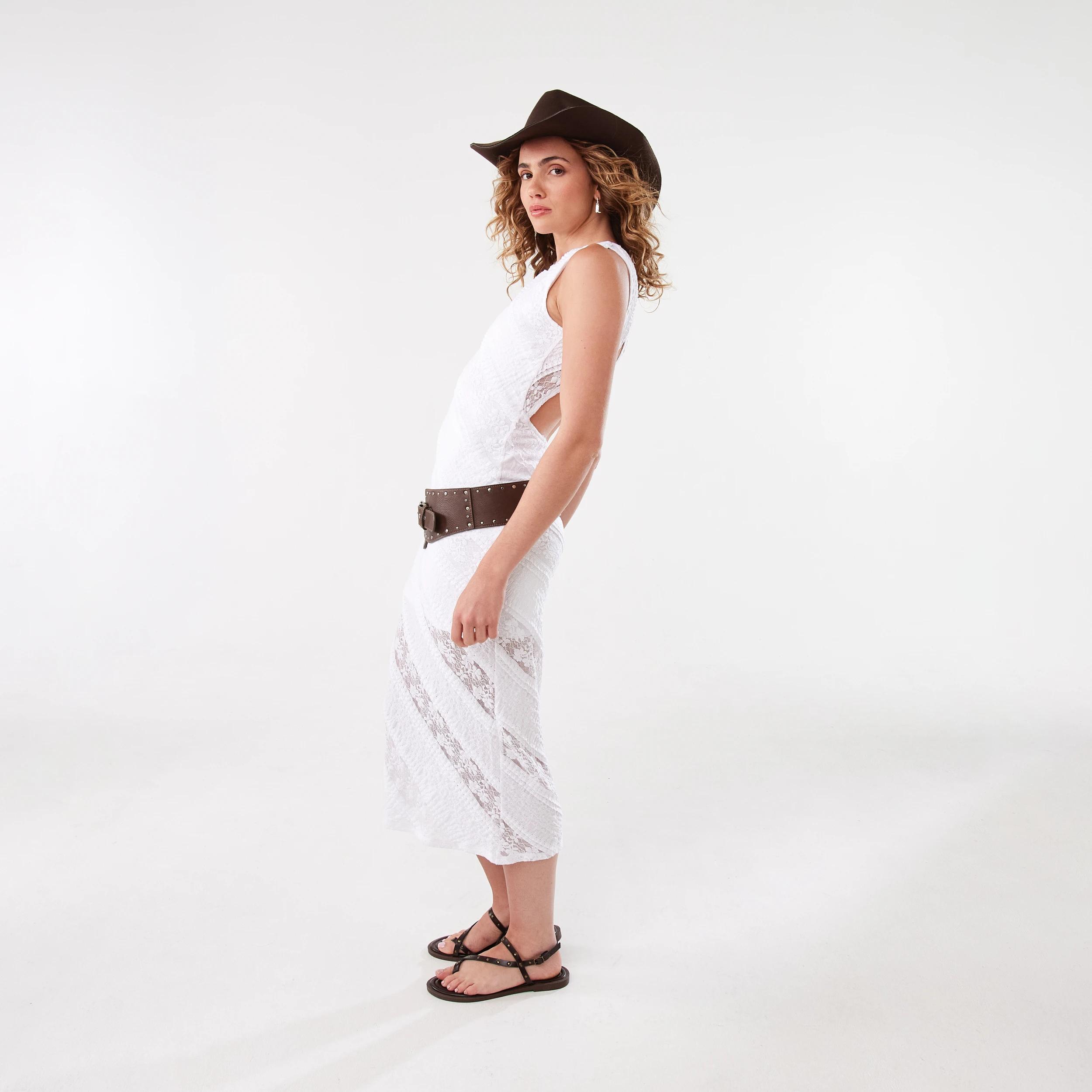 2 Mixed Lace Midi Dress White, 2 of 10