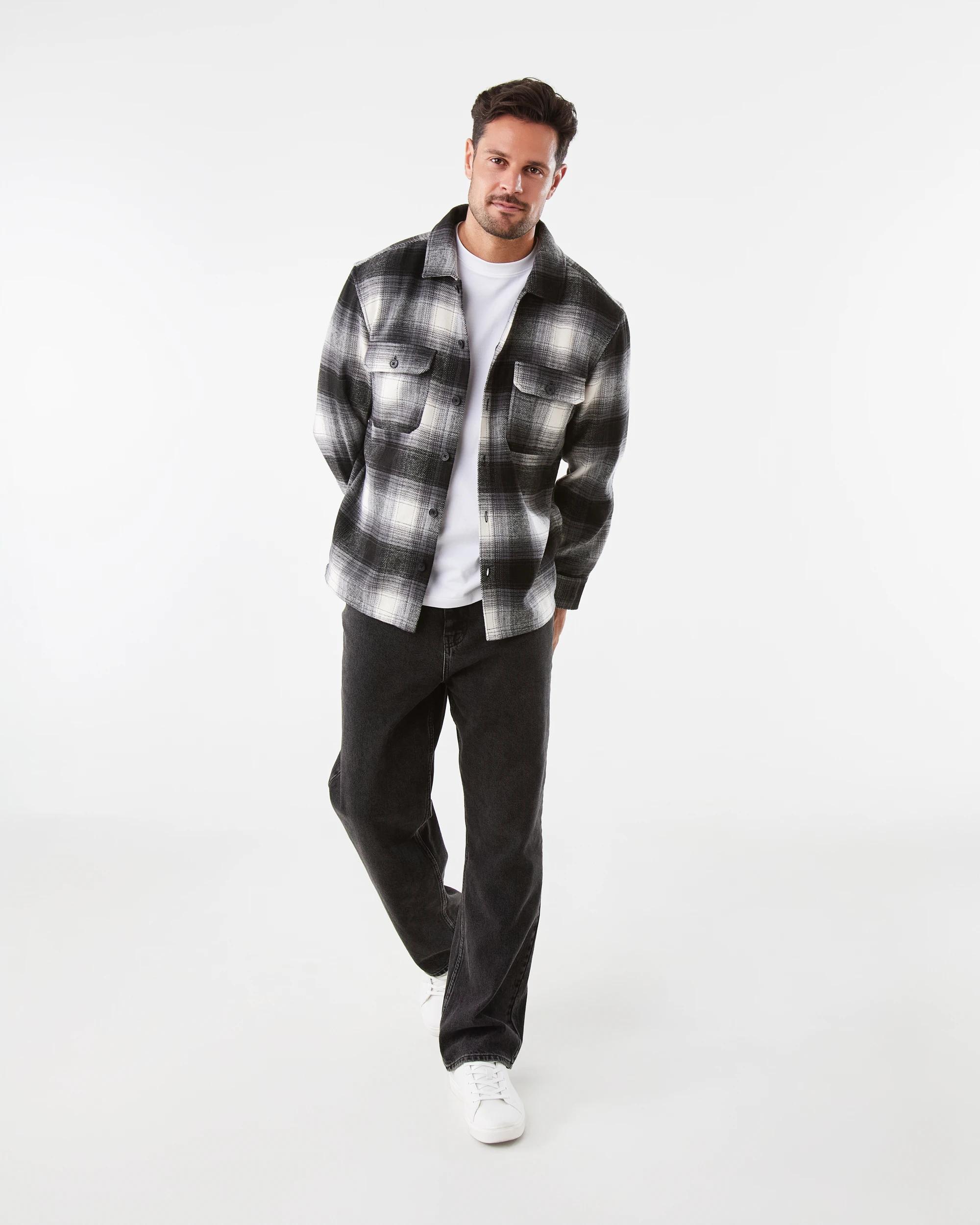 2 Long Sleeve Check Overshirt Blk Check, 2 of 9
