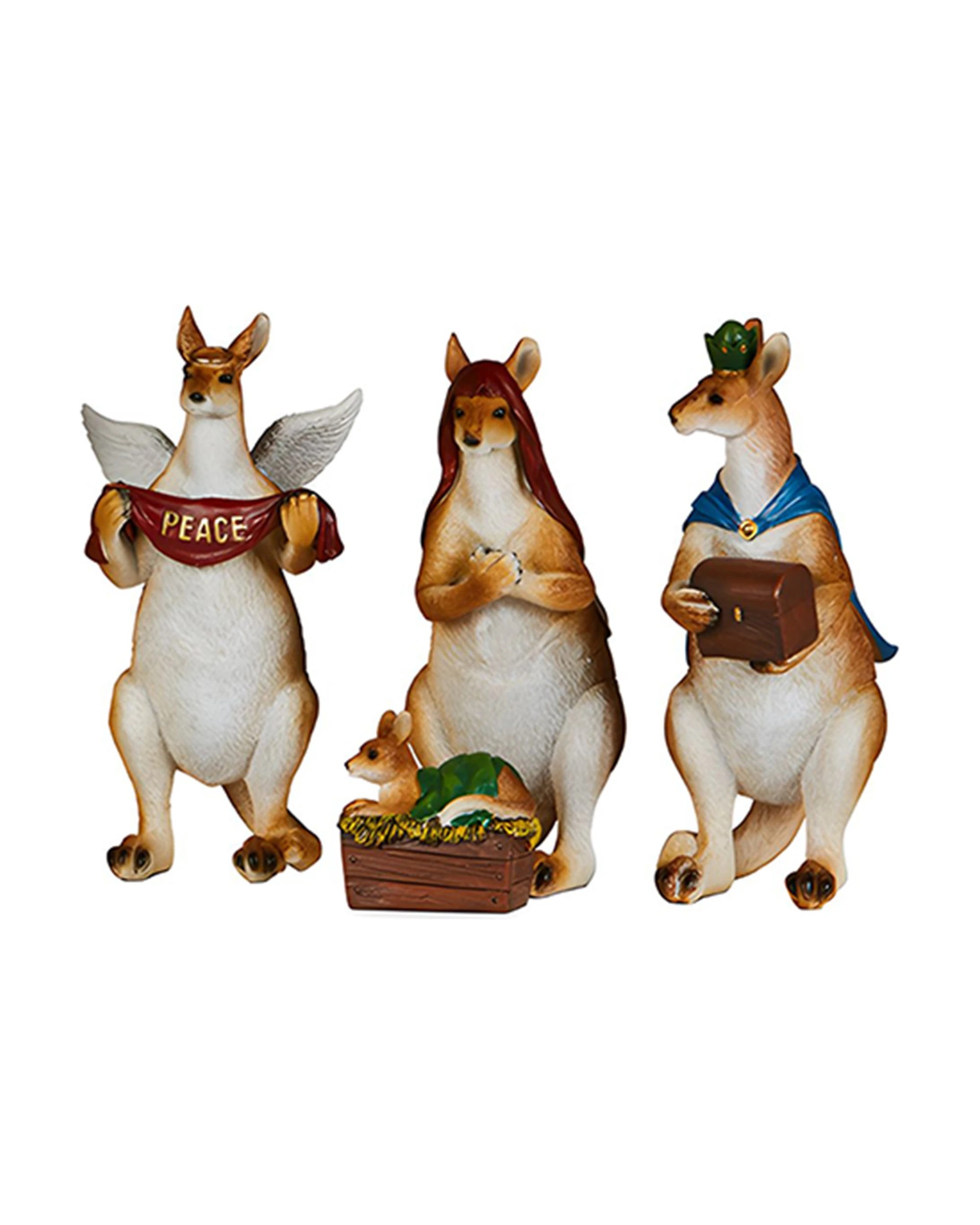 3 Christabelle 17cm Kangaroo Christmas Nativity Scene Christmas Tree Decoration Ornaments 7 Piece Set, 3 of 3