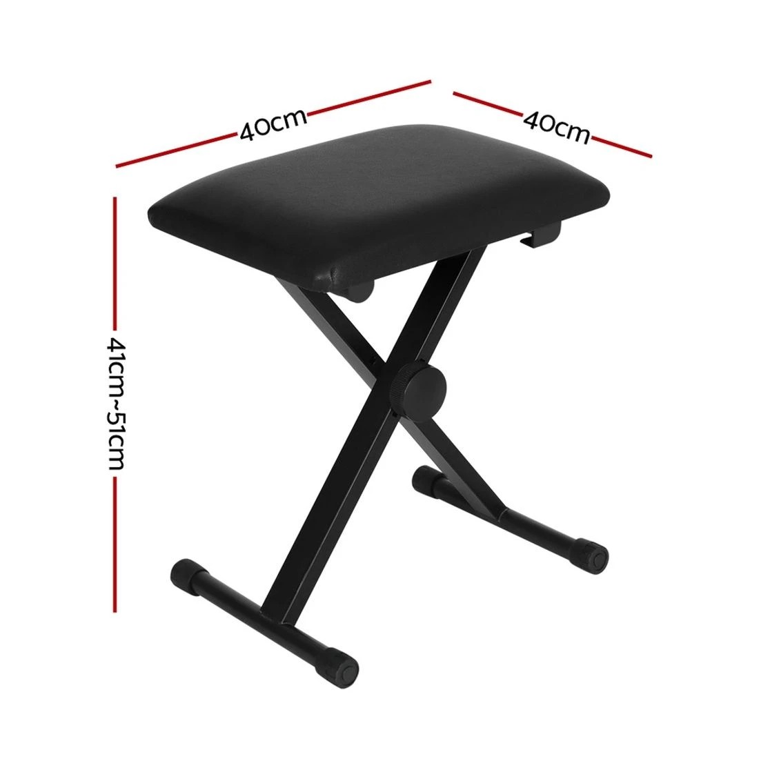2 Alpha Piano Stool Adjustable Height Keyboard Seat Portable Bench Chair - Black, 2 of 5
