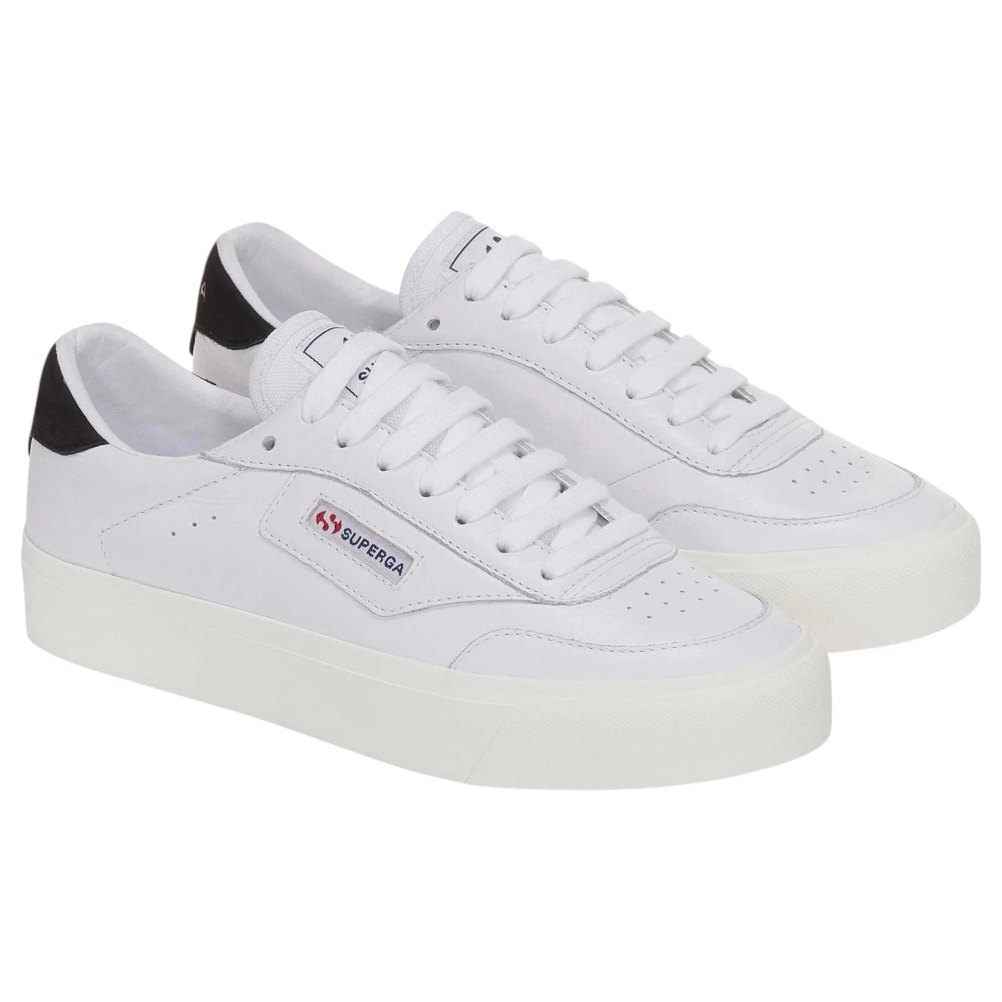 3 Superga Unisex 3843 Court White/ Black Multi Casual Shoes WHITE/BLACK, 3 of 5