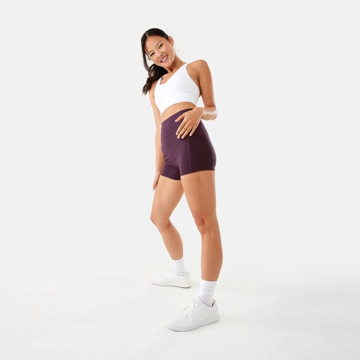 3 Active Womens Pocket Ultra Soft Shorts Purp Rasin, 3 of 6