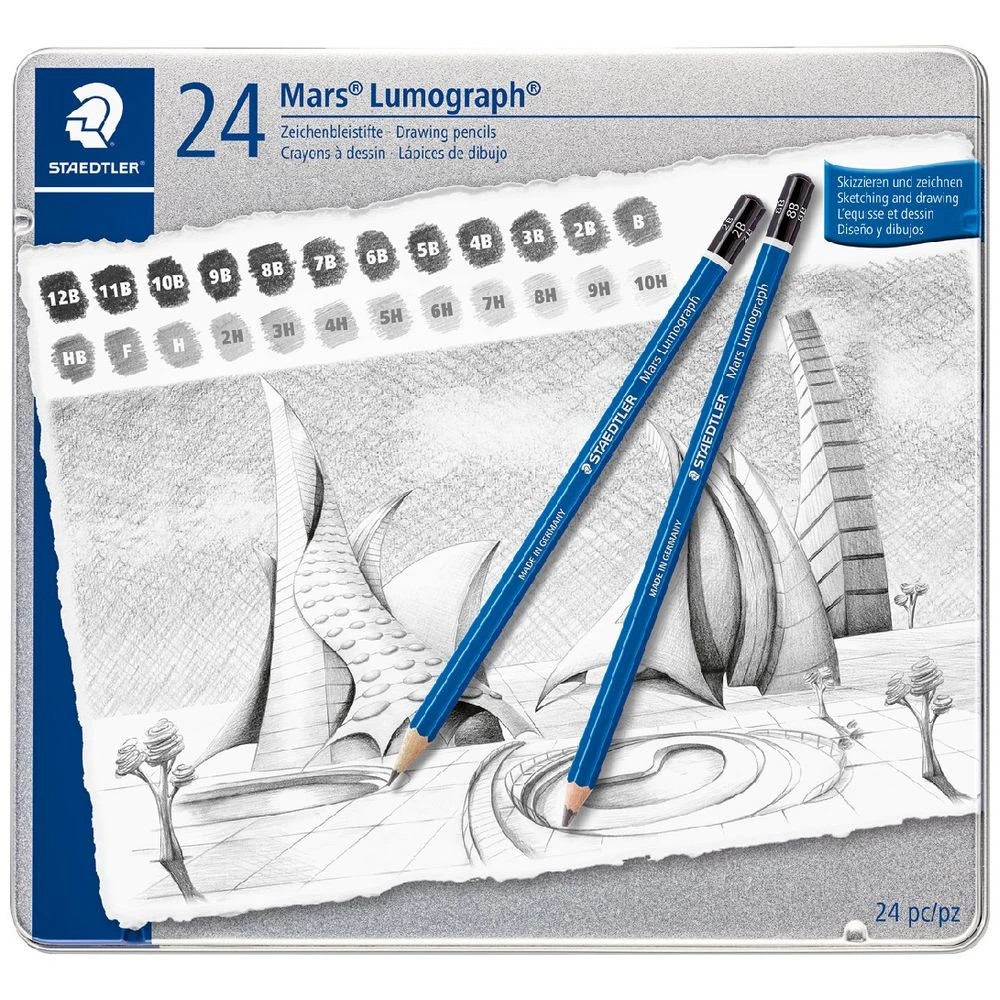 1 Staedtler Lumograph Pencils Black Lead 24 Set, 1 of 3