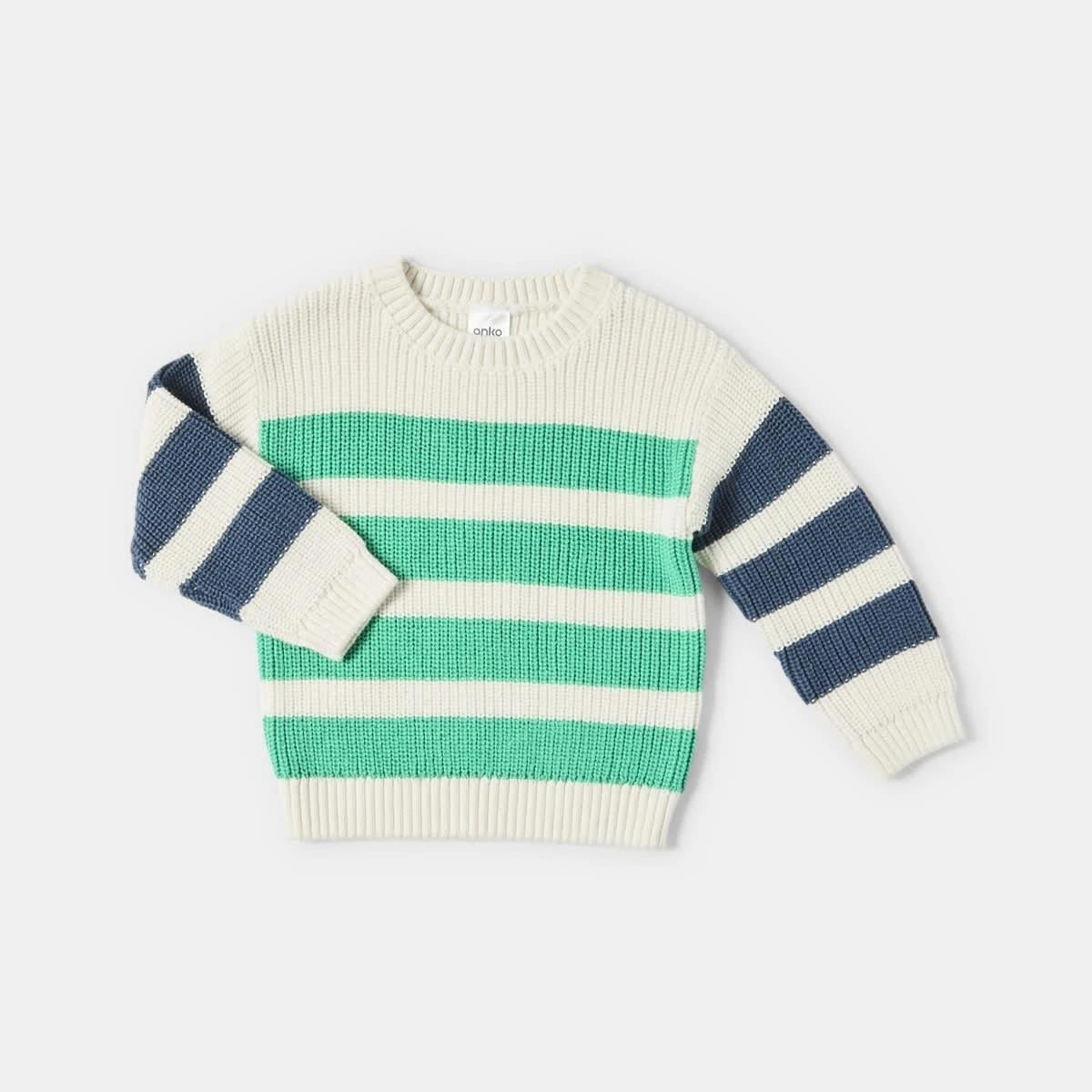 1 Stripe Rib Knit Top Grn Stripe, 1 of 3