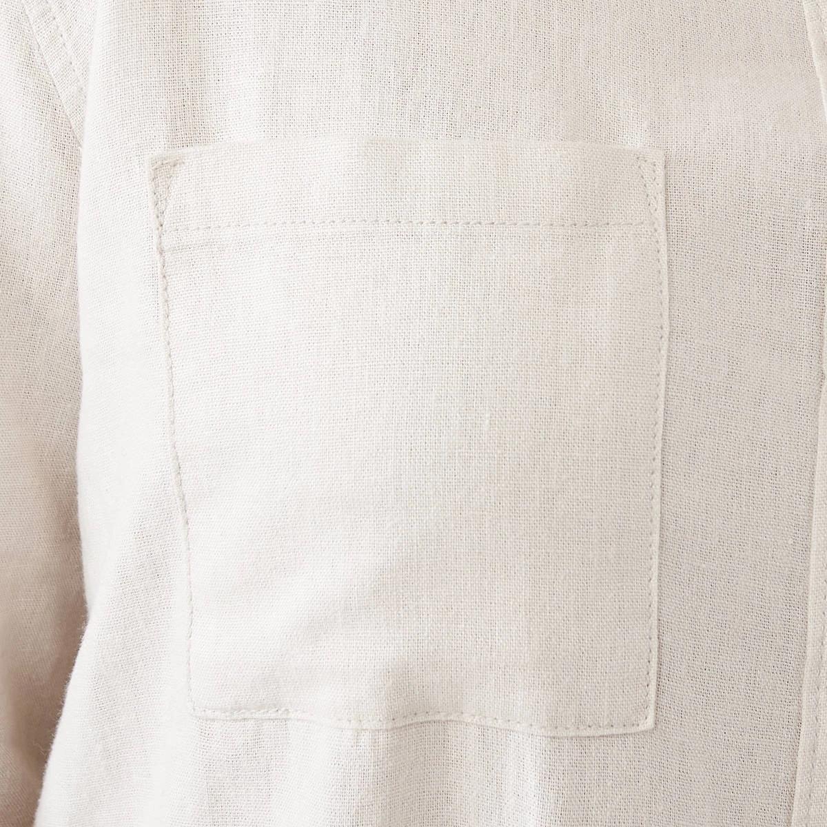 6 Long Sleeve Linen Blend Shirt Nat Beige, 6 of 7