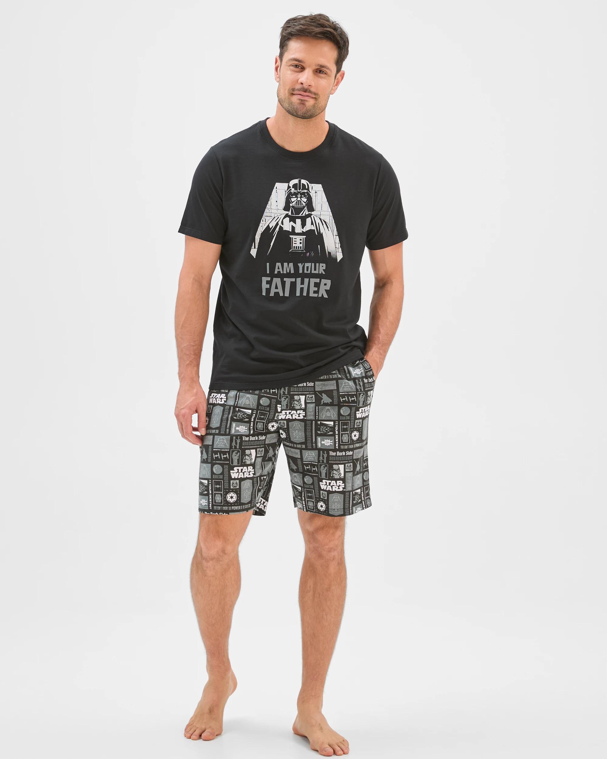 1 Disney Star Wars Top and Shorts Pyjama Set BLACK DARTH VADER, 1 of 6