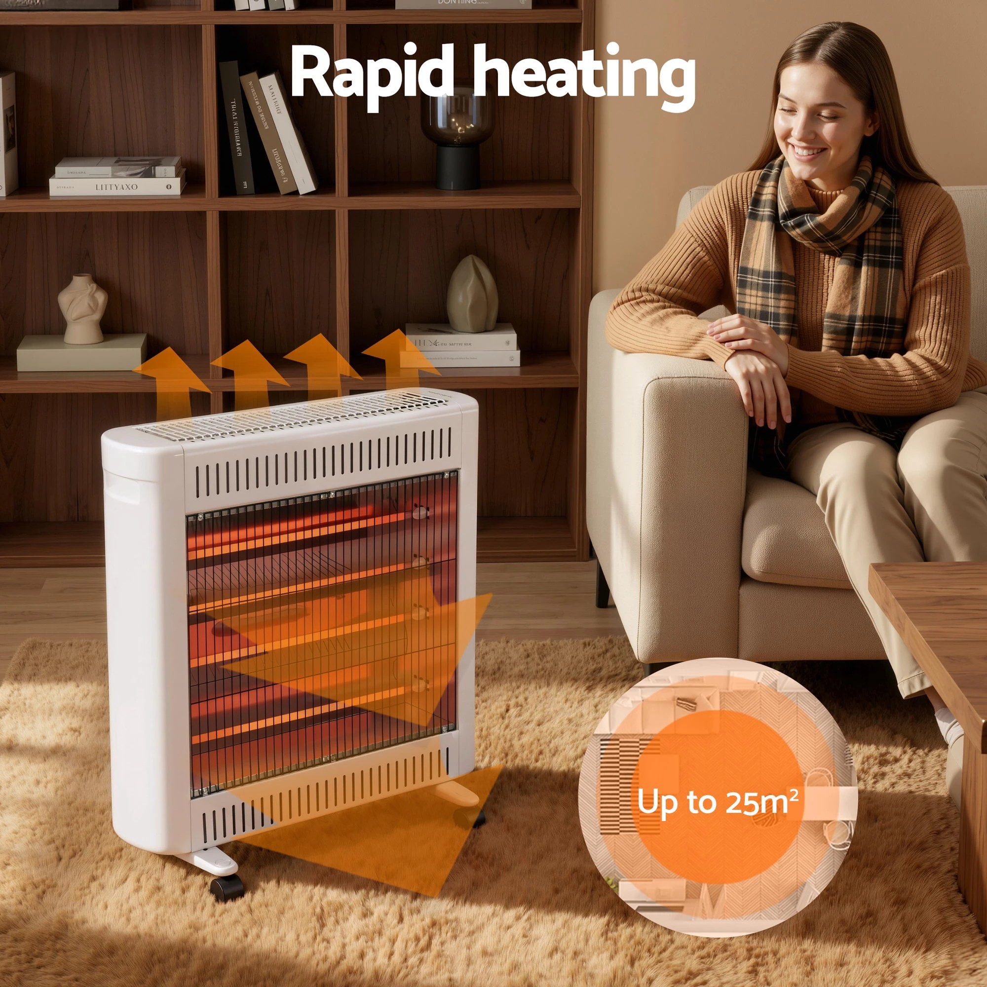 1 Devanti 2200W Infra Radiant Heater Portable Electric Space Heating - White, 1 of 6