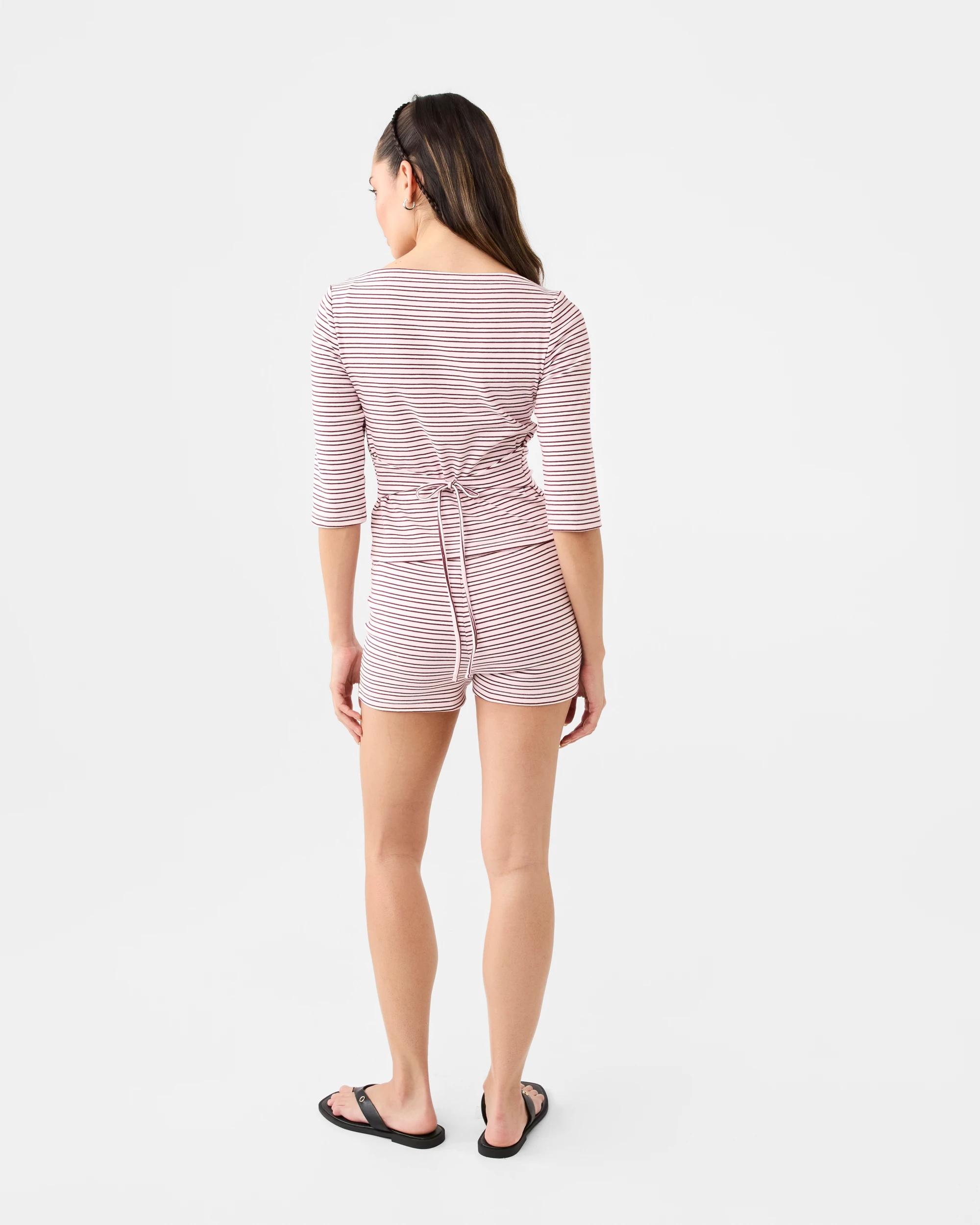 4 Mini Stripe Shorts Beet Strip, 4 of 6