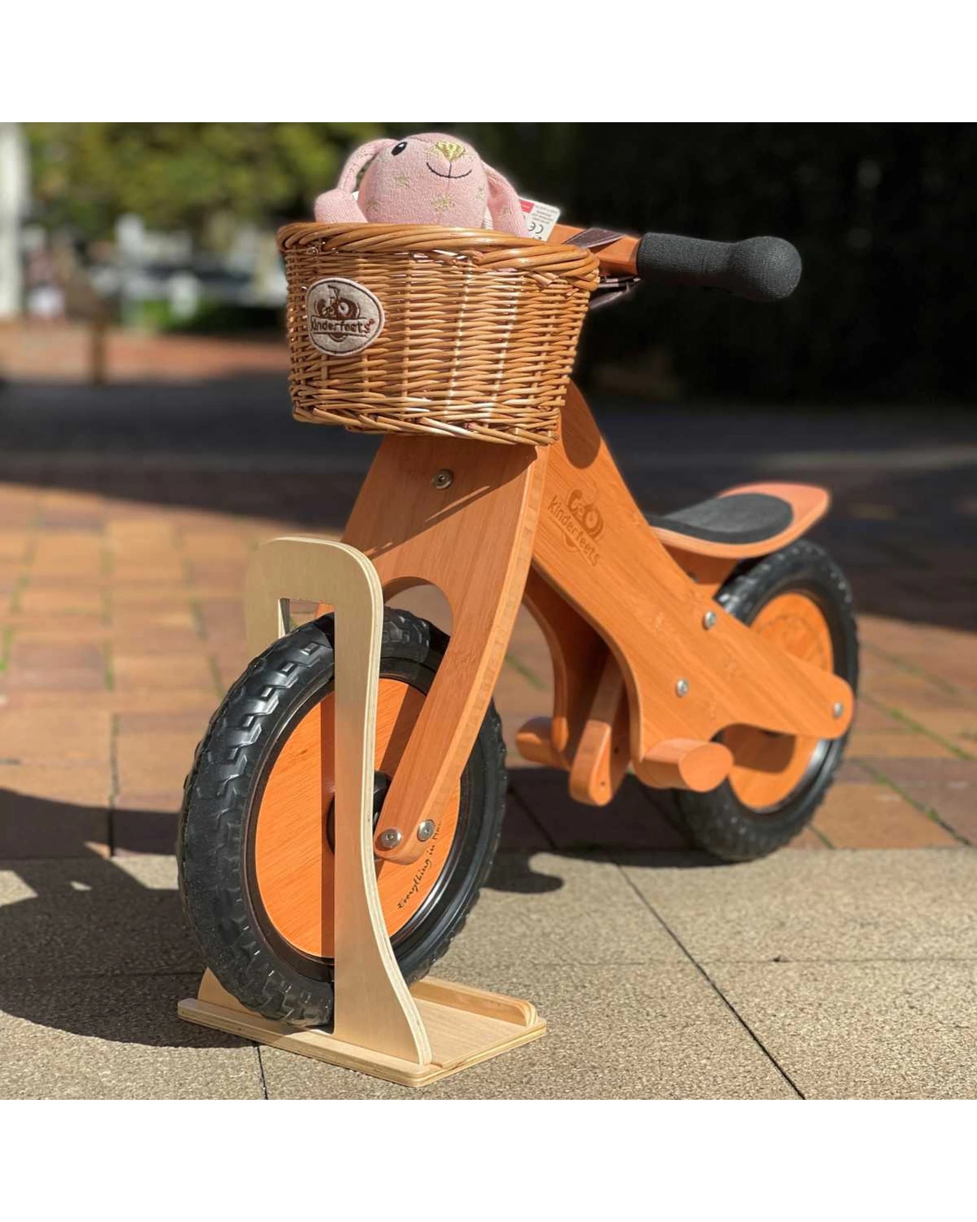 2 Kinderfeets Wooden 34cm Bike Stand For Tiny Tot Trike Kids Toy - Natural, 2 of 3
