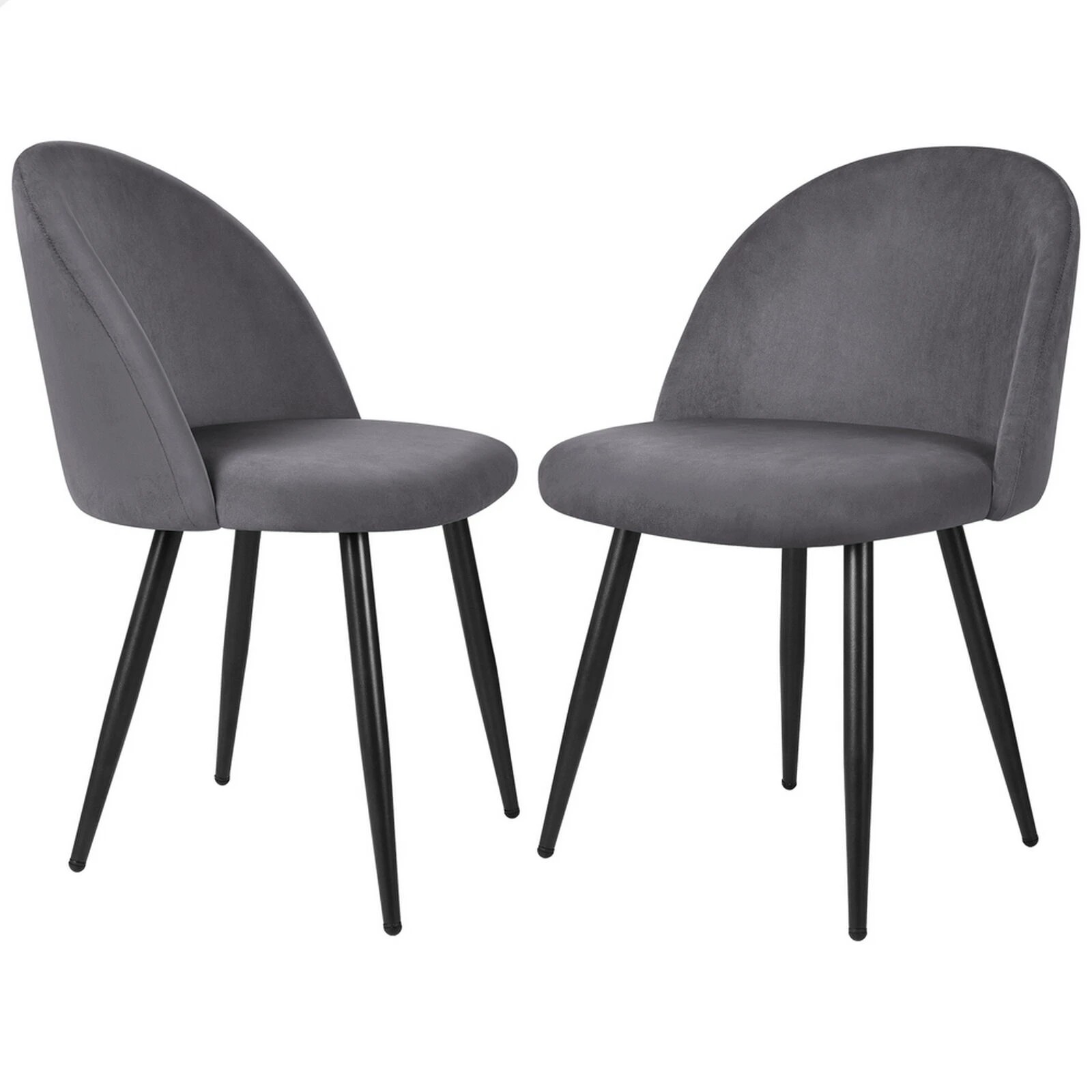1 Alfordson 2x Dining Chairs Kitchen Accent Lounge Seat Metal Velvet - Grey, 1 of 9