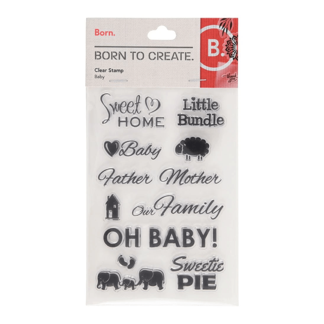 1 Born Clear Acrylic Sheet Stamps Baby 105 x 155 mm, 1 of 2