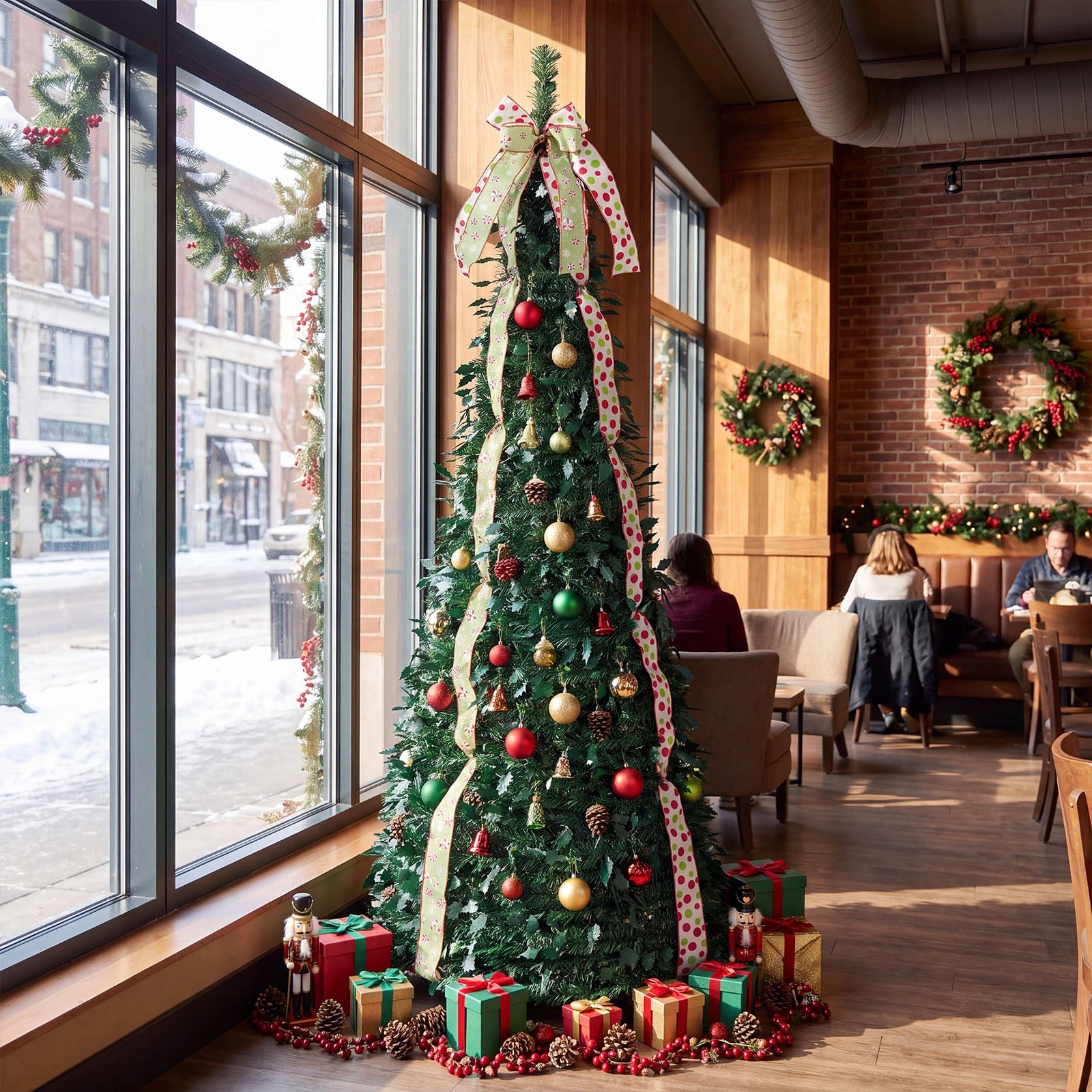 7 Costway 1.8M Pre-Decorated Pop Up Christmas Tree Foldable Holiday Xmas Tree w/Tree Topper Bow, 7 of 8