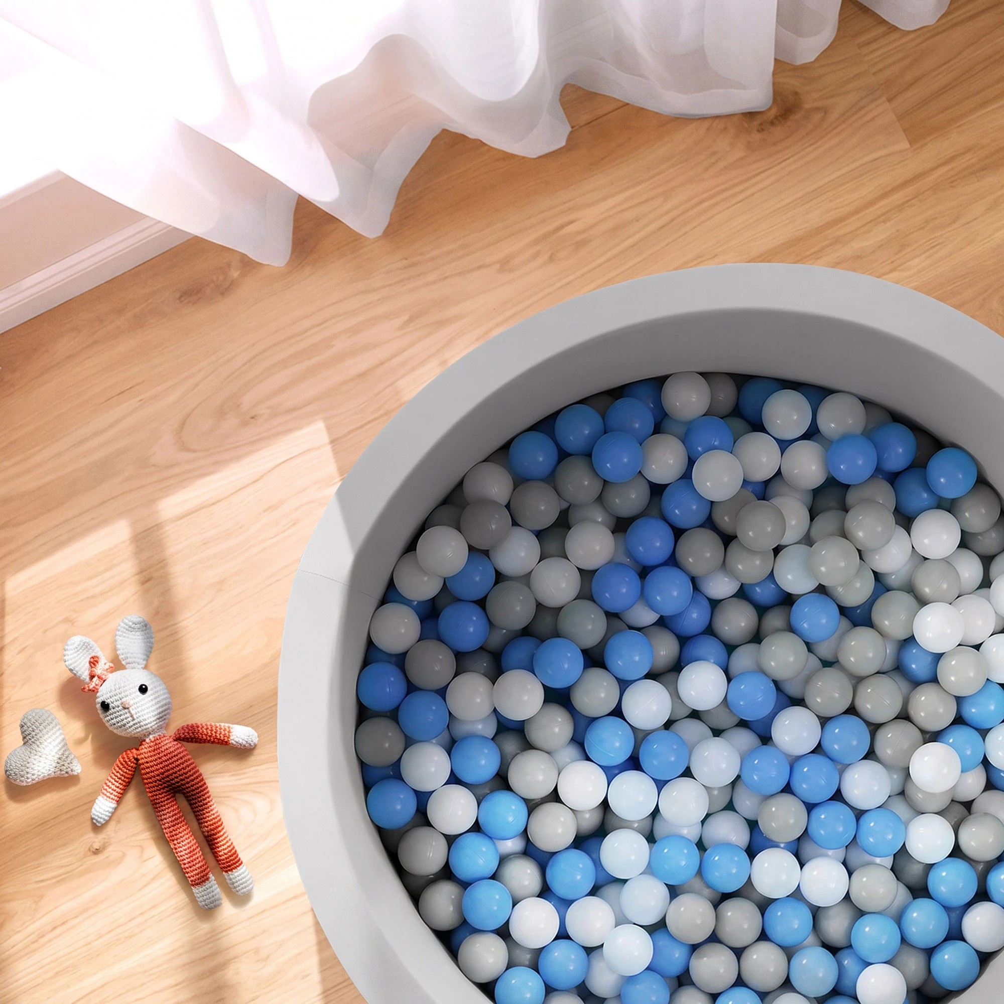 3 Keezi Kids Ball Pit 90x30cm Ocean Foam Play Pool Barrier Toys Children - Grey, 3 of 7