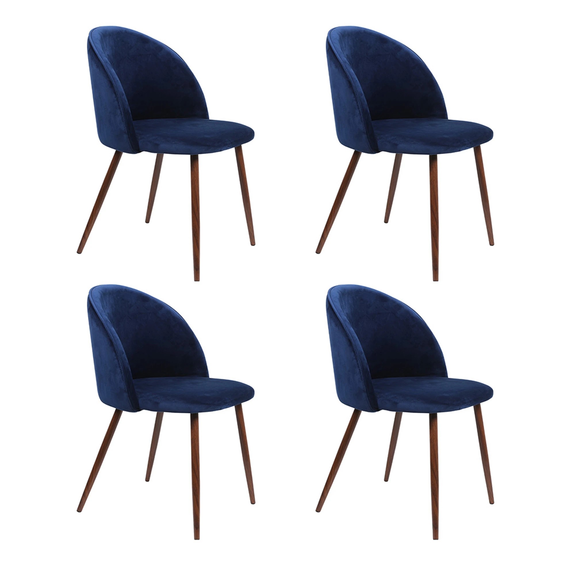1 Levede 1 Set Of 4 Velvet Dining Chairs - Navy, 1 of 6