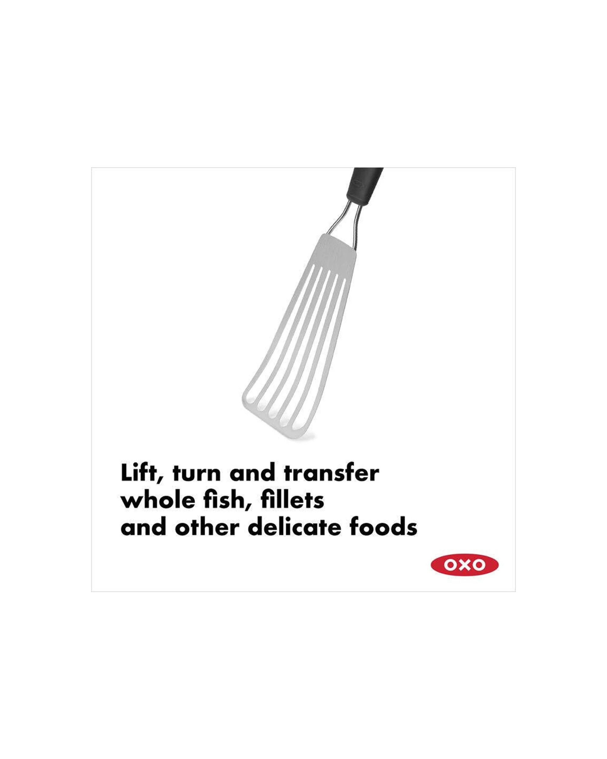 4 Oxo Fish Turner Stainless Steel Kitchen Utensil - Bevelled Edge Design - Silver, 4 of 5