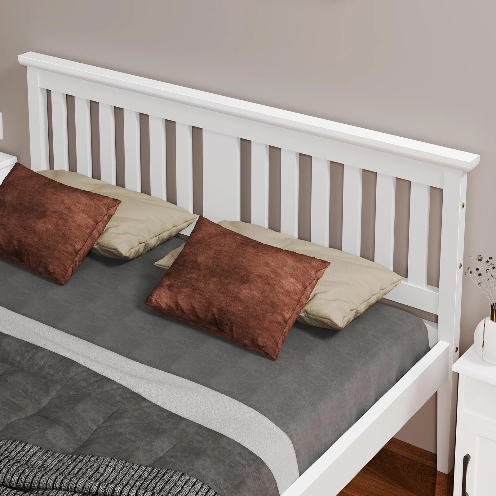 4 Alfordson Bed Frame Wooden Timber Queen Size Mattress Base Platform Elgin - White, 4 of 10